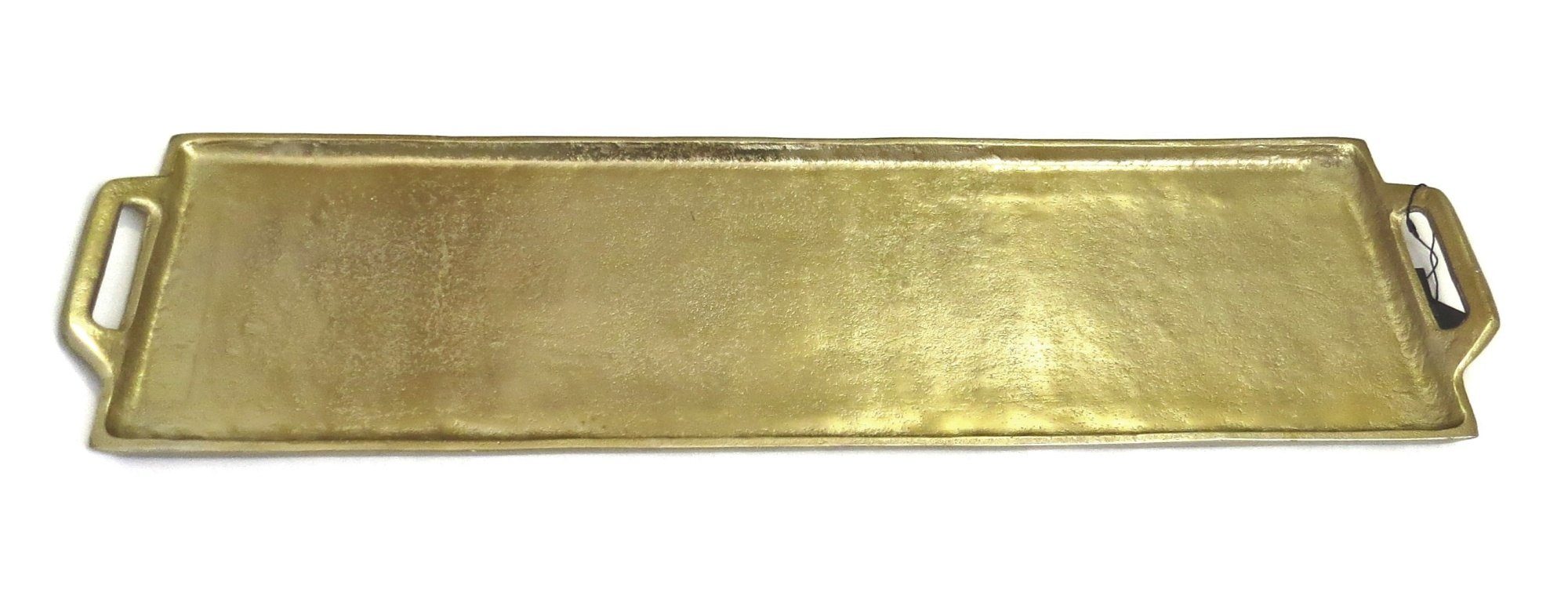 Dekotablett Deko Tablett Teller Gold XL Groß Metall Länglich 88 cm, XL Lang