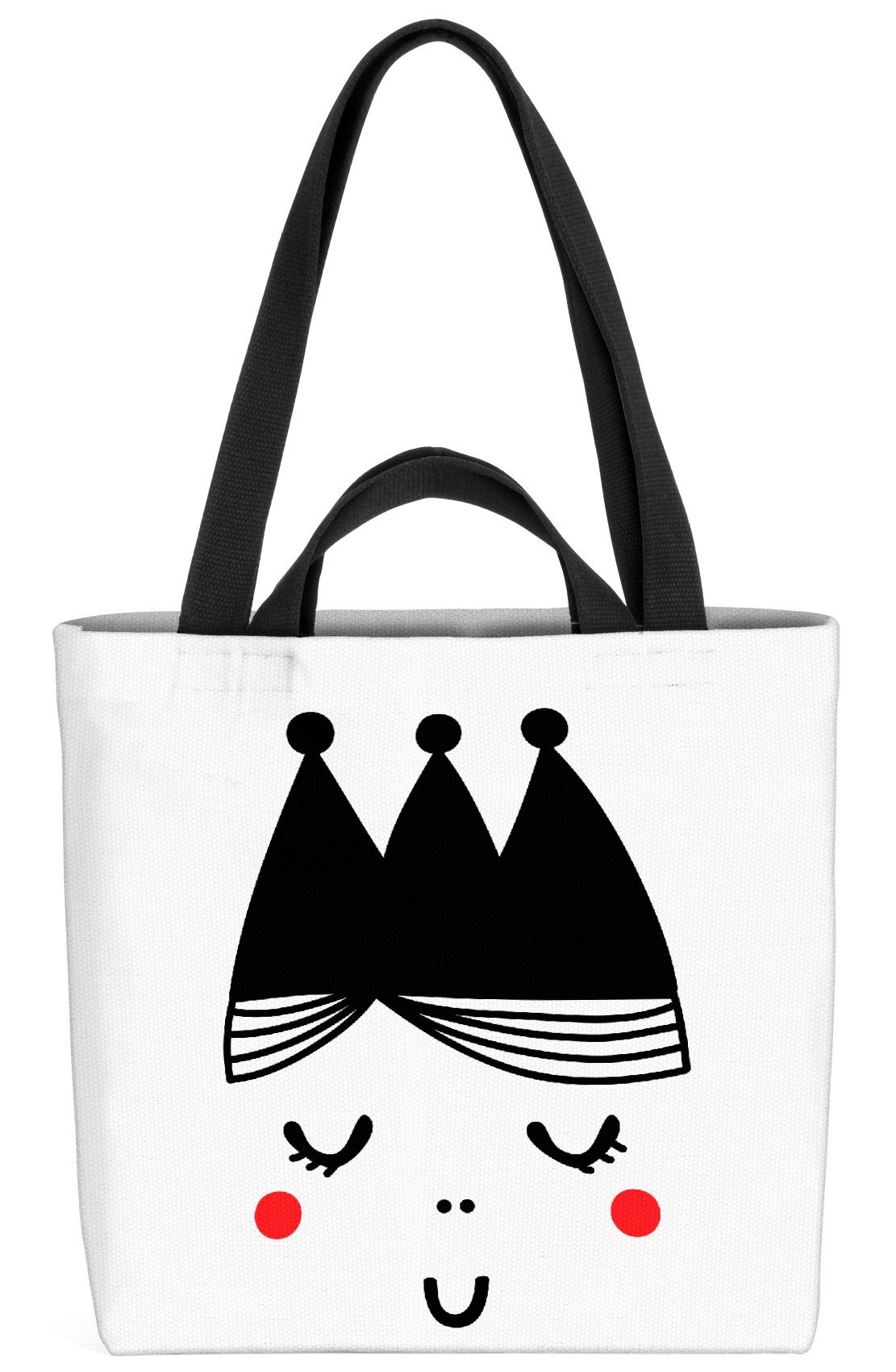 Cartoon Karte (1-tlg), Cartoon Grafik Tier Mädchen Schwarz Ze Henkeltasche Prinzessin Weiss VOID