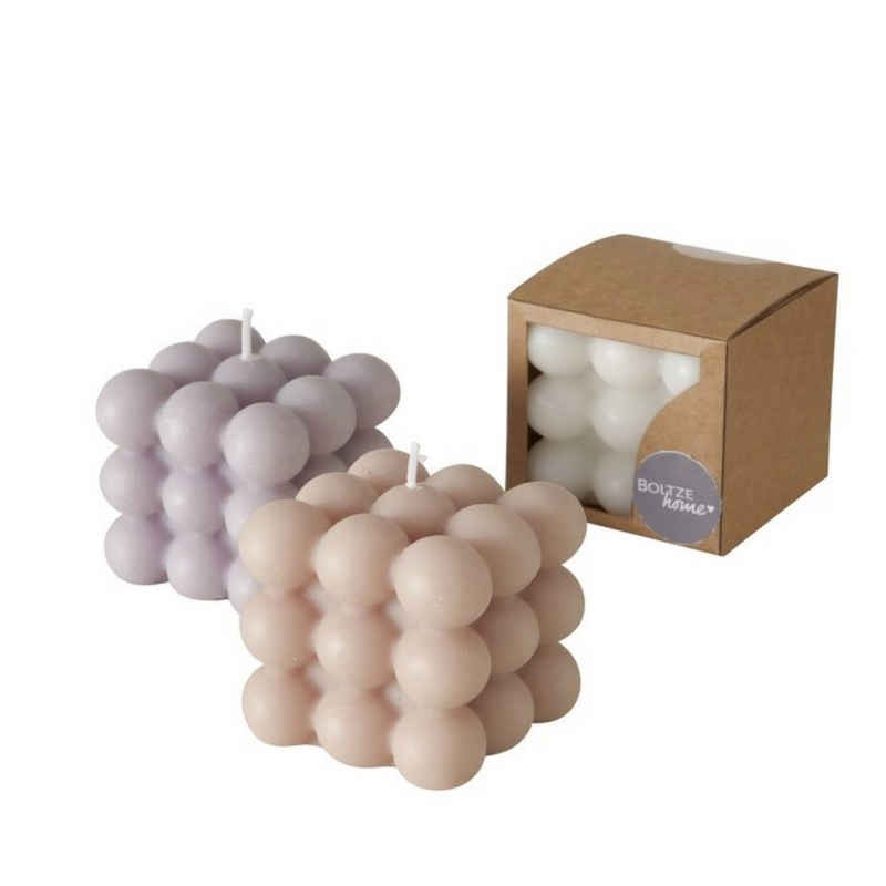 BOLTZE Tafelkerze (Packung, 3-tlg., Pack), 3 Stueck Bubble Kerzen Modell Boho Candles 6 x 6 x 6 cm 1
