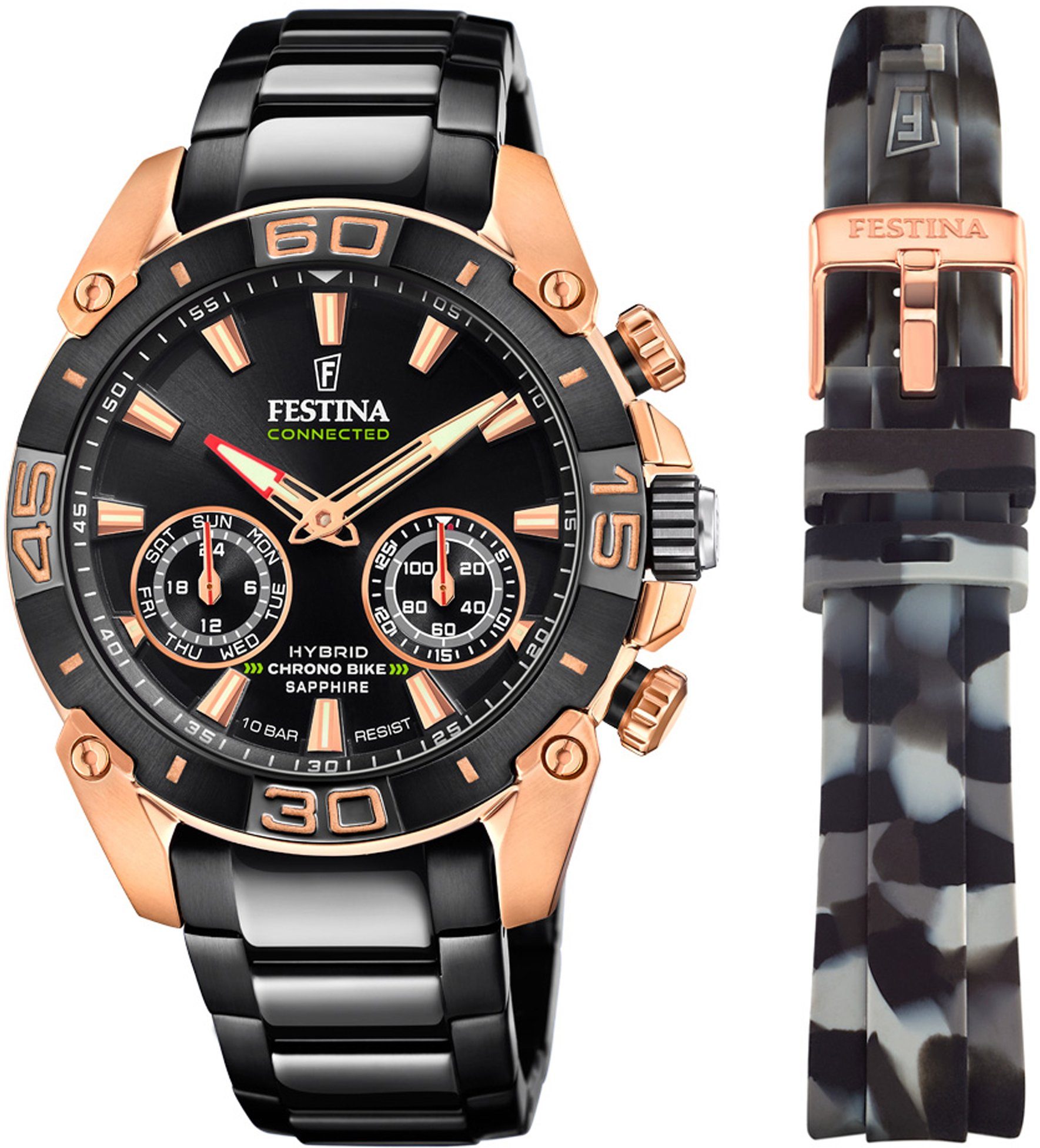 als Geschenk 2-tlg., (Set, mit Festina F20548/1, 2021 auch Edition Connected, - Chronograph Special Bike ideal Chrono Wechselband),
