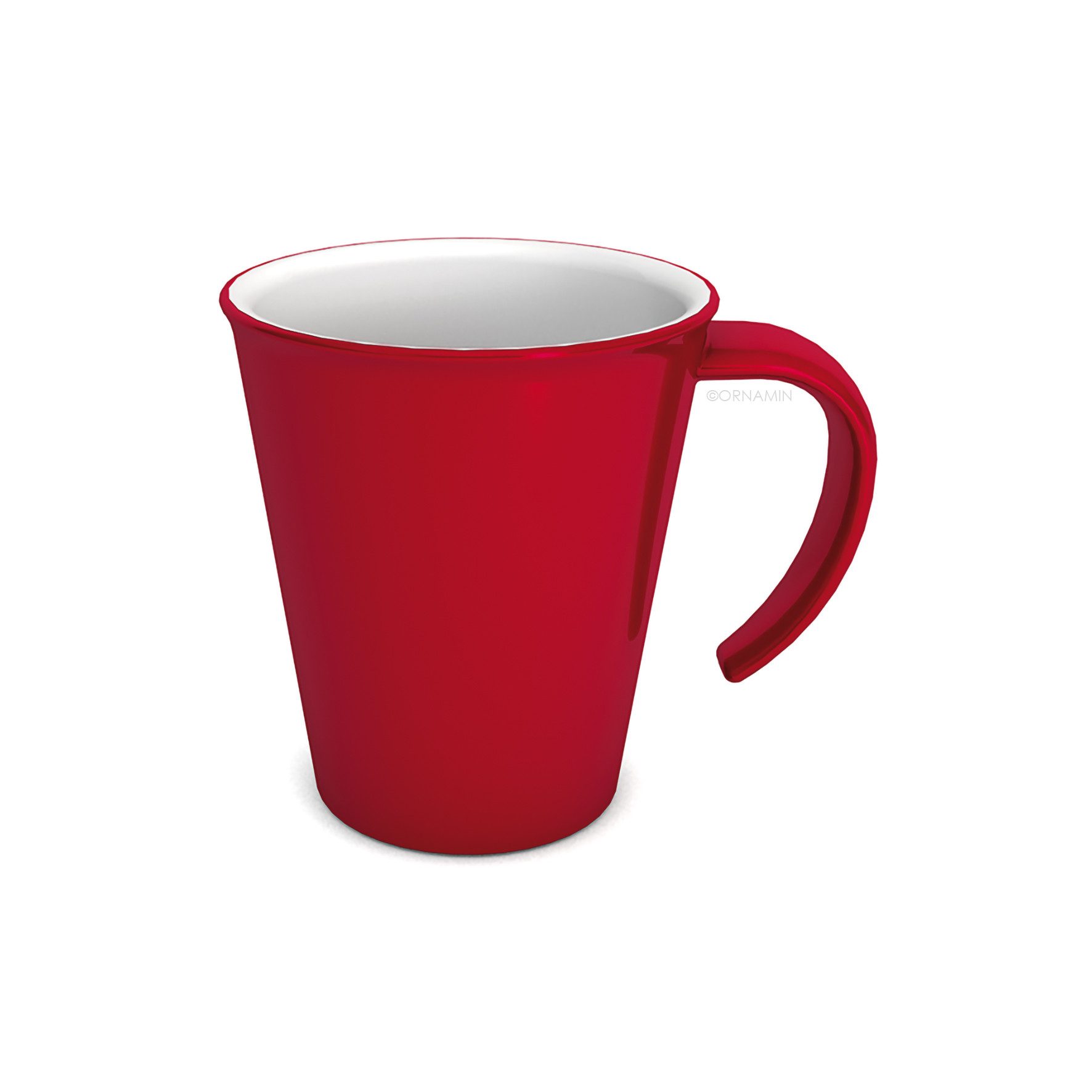 Ornamin Tasse Kaffeepott, Kaffeebecher, Campingbecher, Kaffetasse aus Kunststoff, 1-tlg., Kunststoff, Spülmaschinen- & Mikrowellengeeignet l bruchstabil l Made in Germany