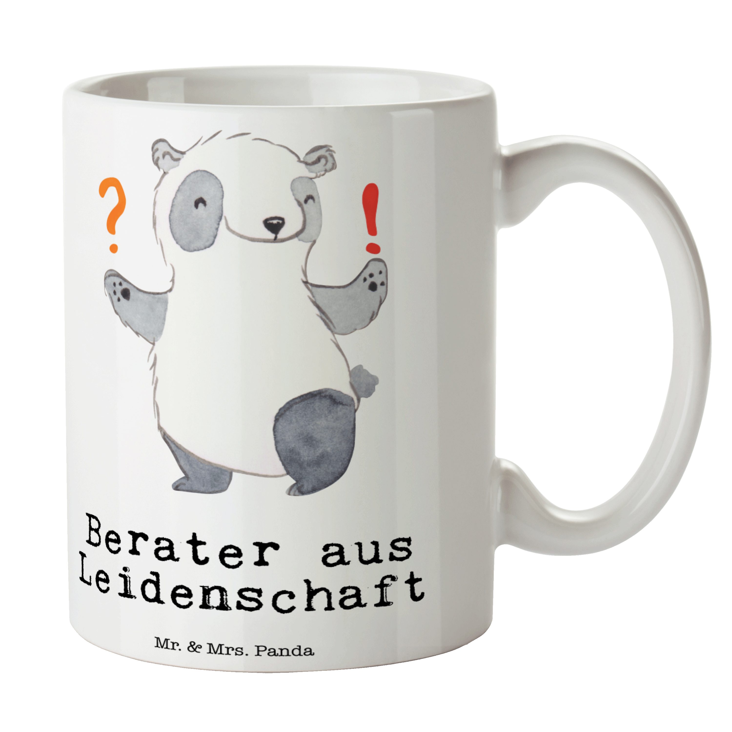 Mr. & Mrs. Panda Tasse Berater aus Leidenschaft - Weiß - Geschenk, Beratungsbüro, Tasse Moti, Keramik