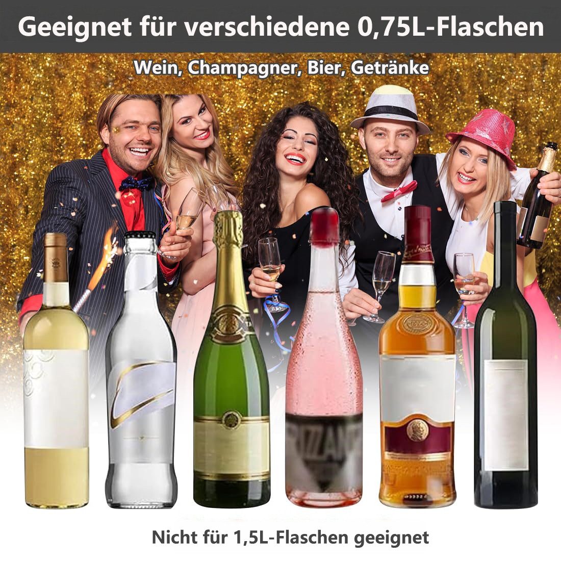 FOUORTUNATE-BEE Kühlmanschette 2er Set Kühlmanschette Weinkühler Wein- und Sektkühler, für Wein, Sekt und Champagner, ideal für Partys, Grillen und unterwegs
