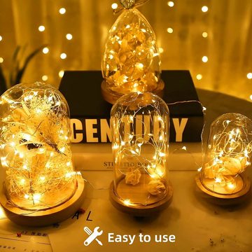 Nettlife LED-Lichterkette 8er-Pack Warmweiß 2M Kupferdraht mit Batterie Lichtkette, 8-flammig, Weihnachtsdekoration