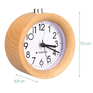 Navaris Wecker Analog Holz Wecker mit Snooze - Retro Uhr mit Alarm Licht