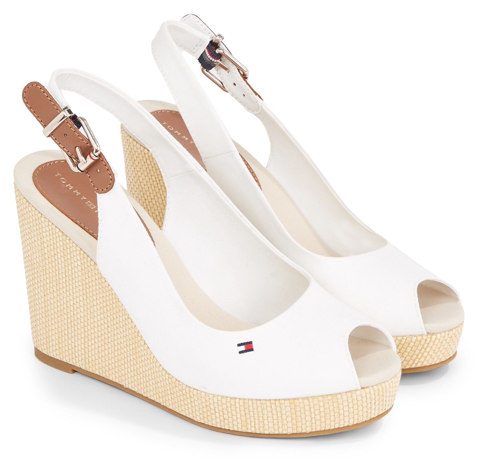 Tommy Hilfiger ICONIC ELENA SLING BACK WEDGE Keilsandalette, Sommerschuh, Sandale, Keilabsatz, mit verstellbarer Schnalle