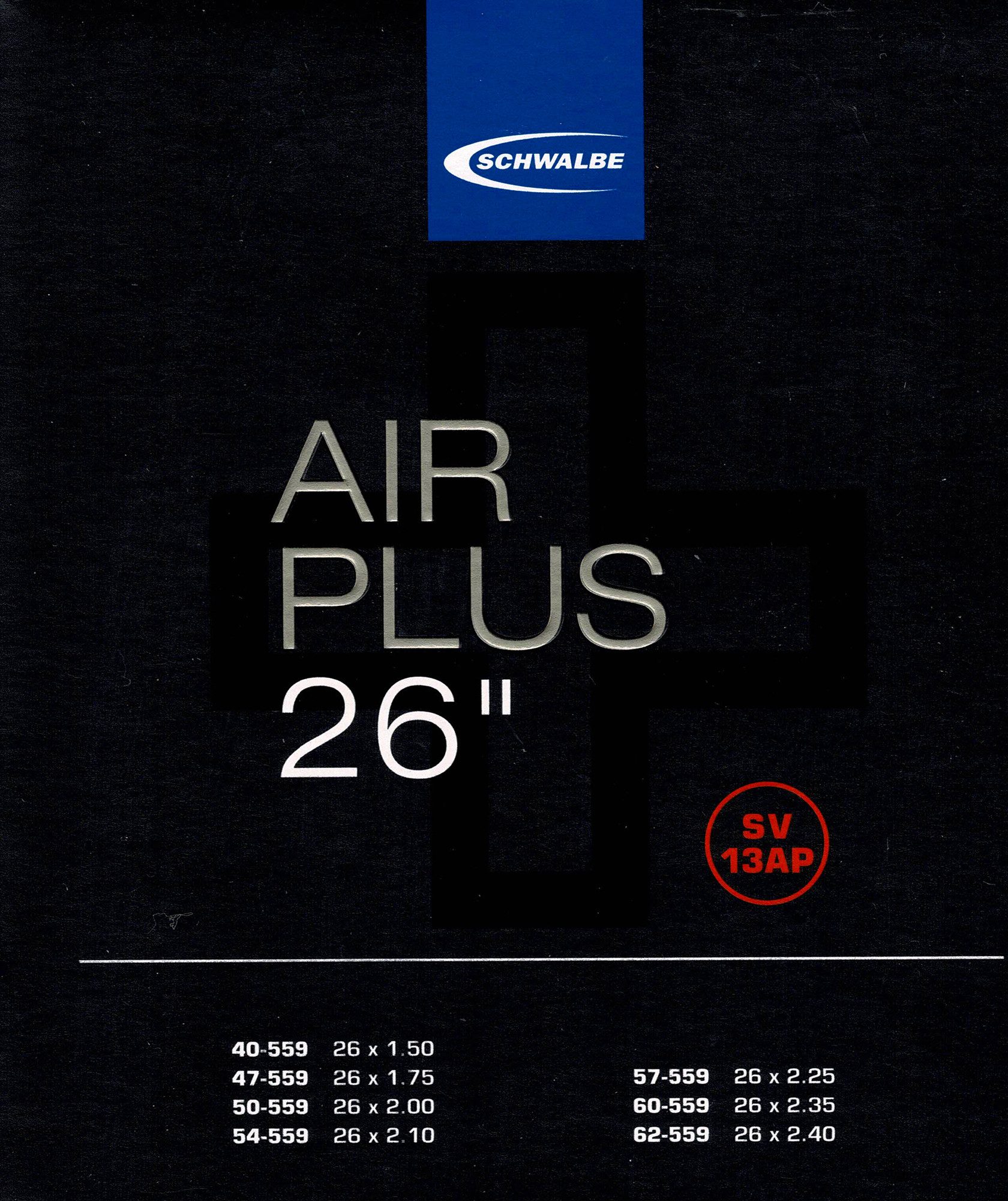 Fahrradschlauch Schwalbe Schlauch SV13AP 26 Zoll (40/62-559) Air Plus