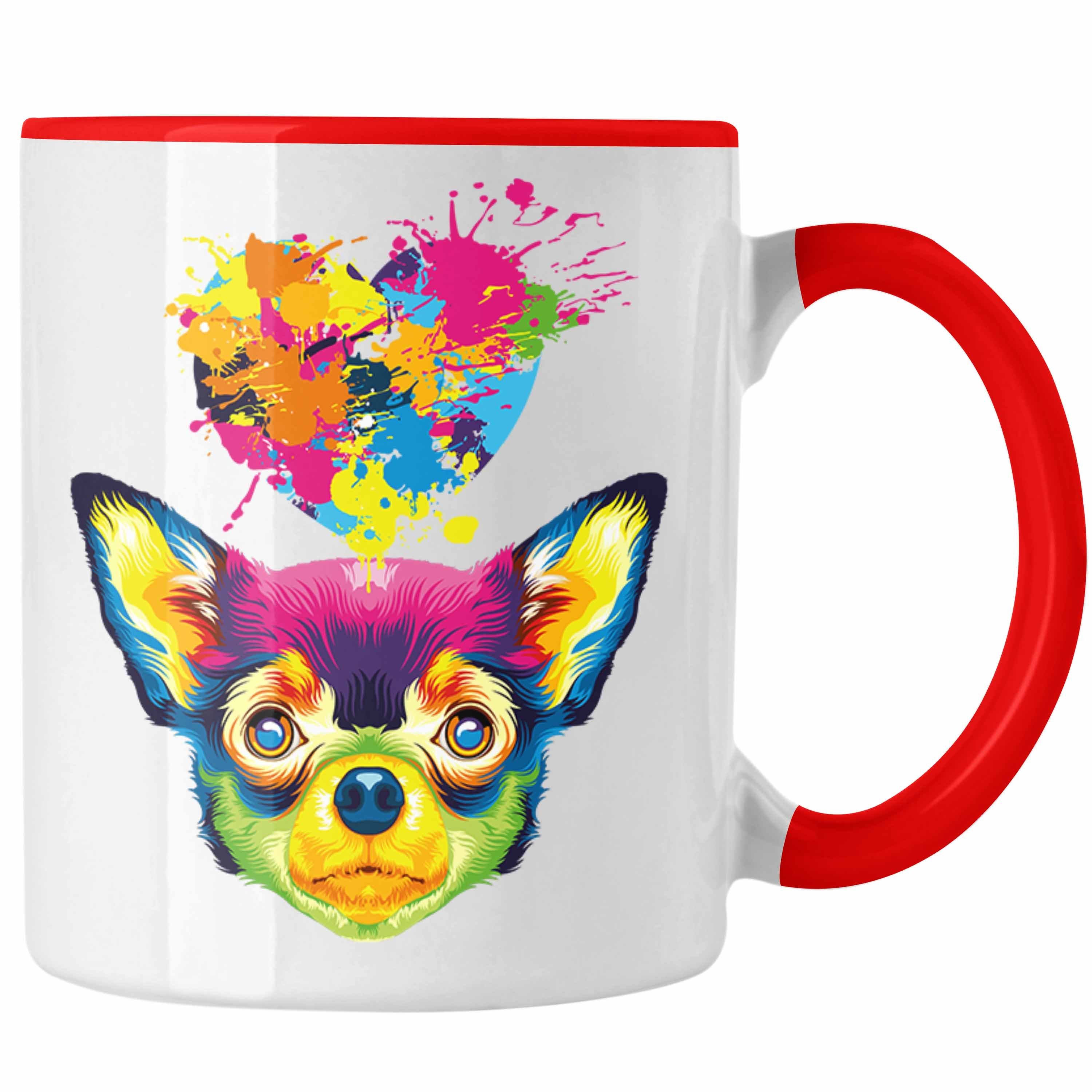 Trendation Tasse Chihuahua Herz Farbe Besitzer Tasse Geschenk Lustiger Spruch Geschenki Rot