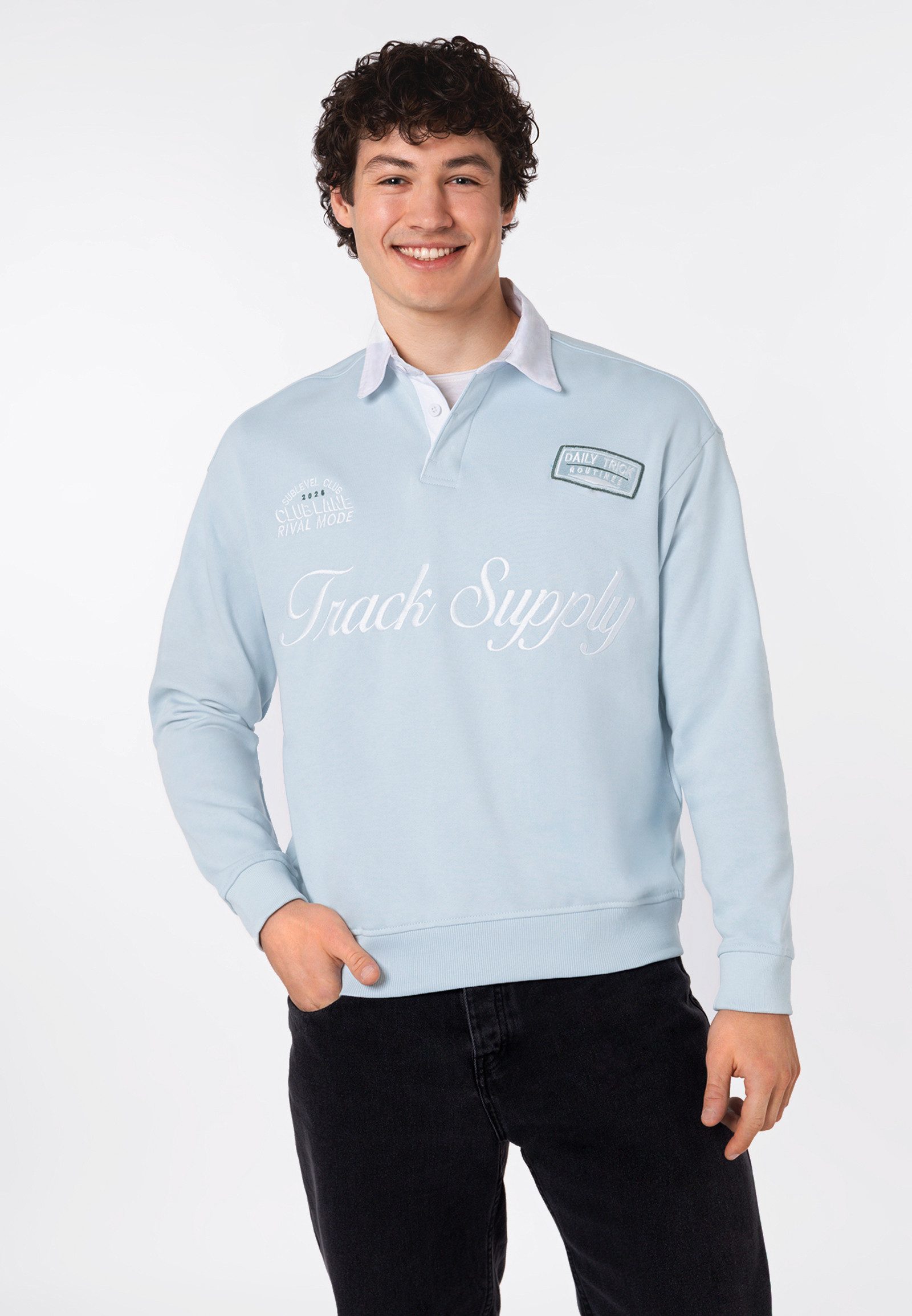 Sweatshirt Herren Pullover mit Polokragen