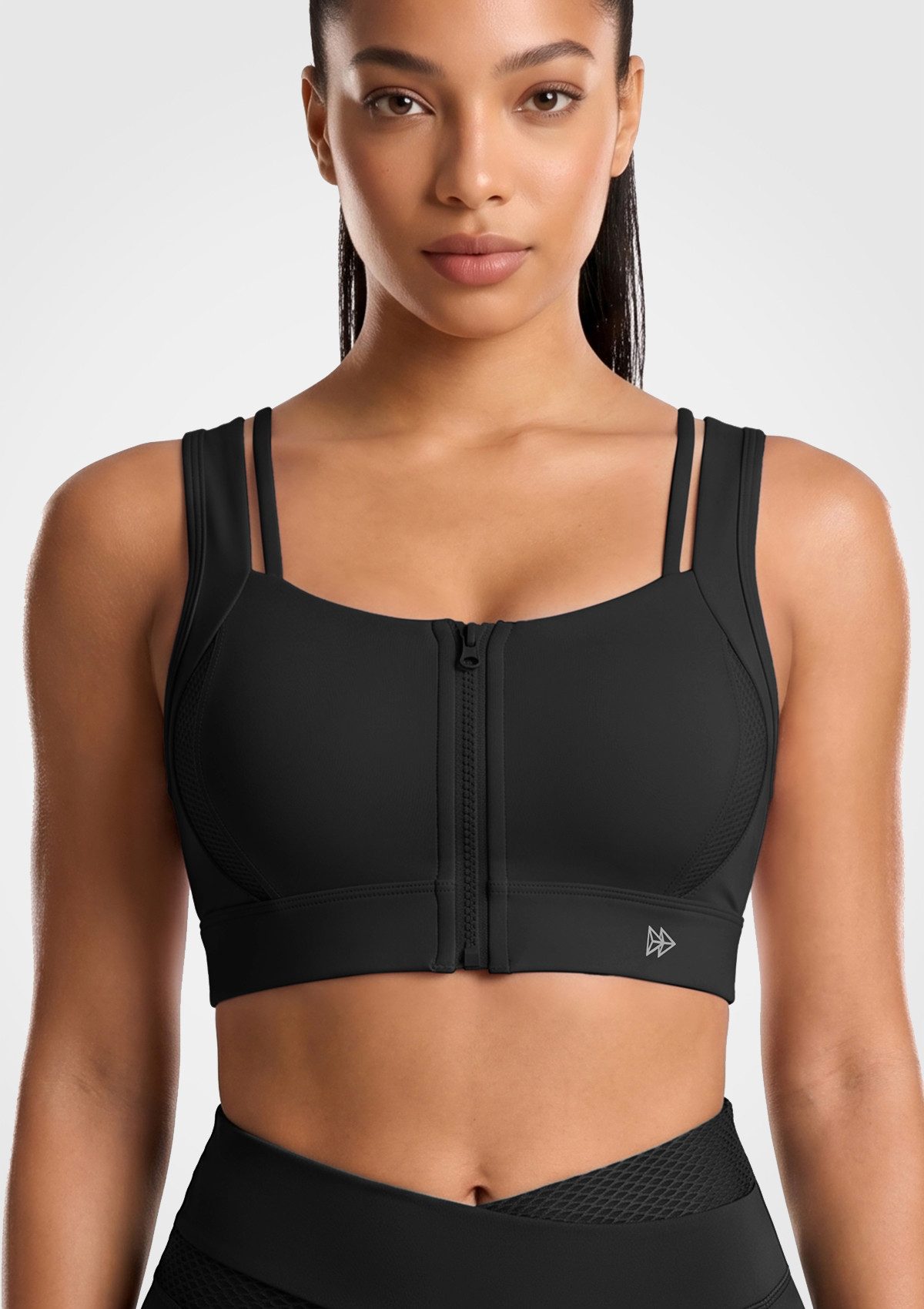 Yvette Sport-BH Damen mit Vorderverschluss Rücken mit Schleife doppelte Träger E101256A19