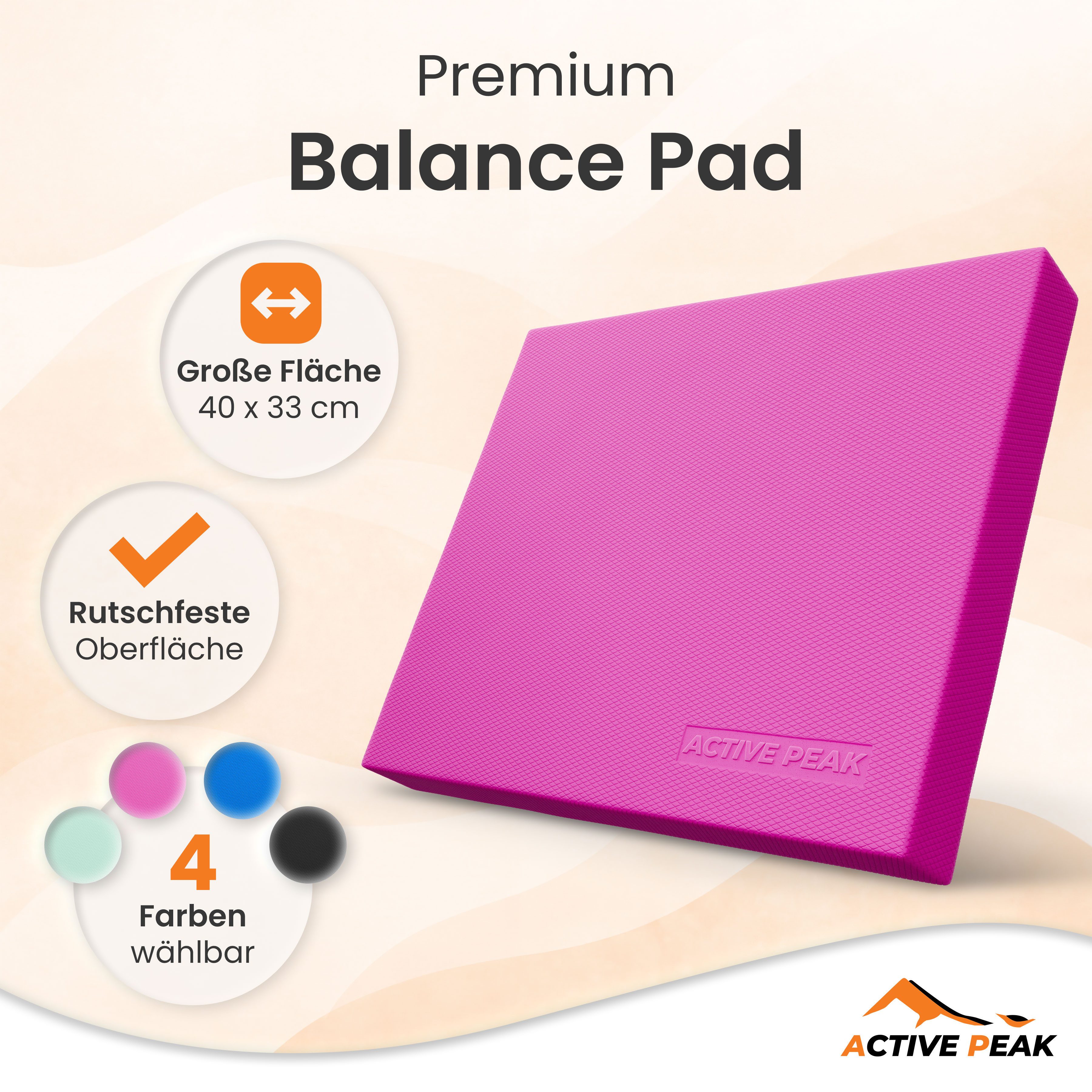 Active Peak Balanceboard Balance Pad XXL Gleichgewichtskissen Balancepad, Ideal für Yoga, Pilates & Core-Training & Physiotherapie