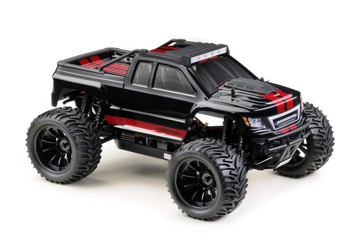 Absima RC-Auto 1:10 Green Power Elektro Modellauto Racing Monster Truck AMT3.4 V2 (Allrad, fertig aufgebaut), mit LED Licht und 2,4GHz Fernsteuerung