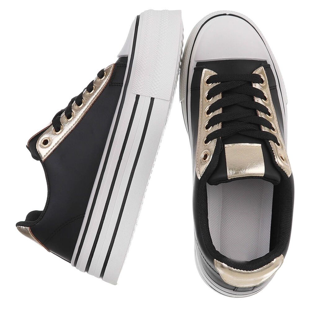 Ital-Design Damen Sandaletten mit Blockabsatz und Riemen Sneaker (91742724) Flach Sneakers Low in Schwarz