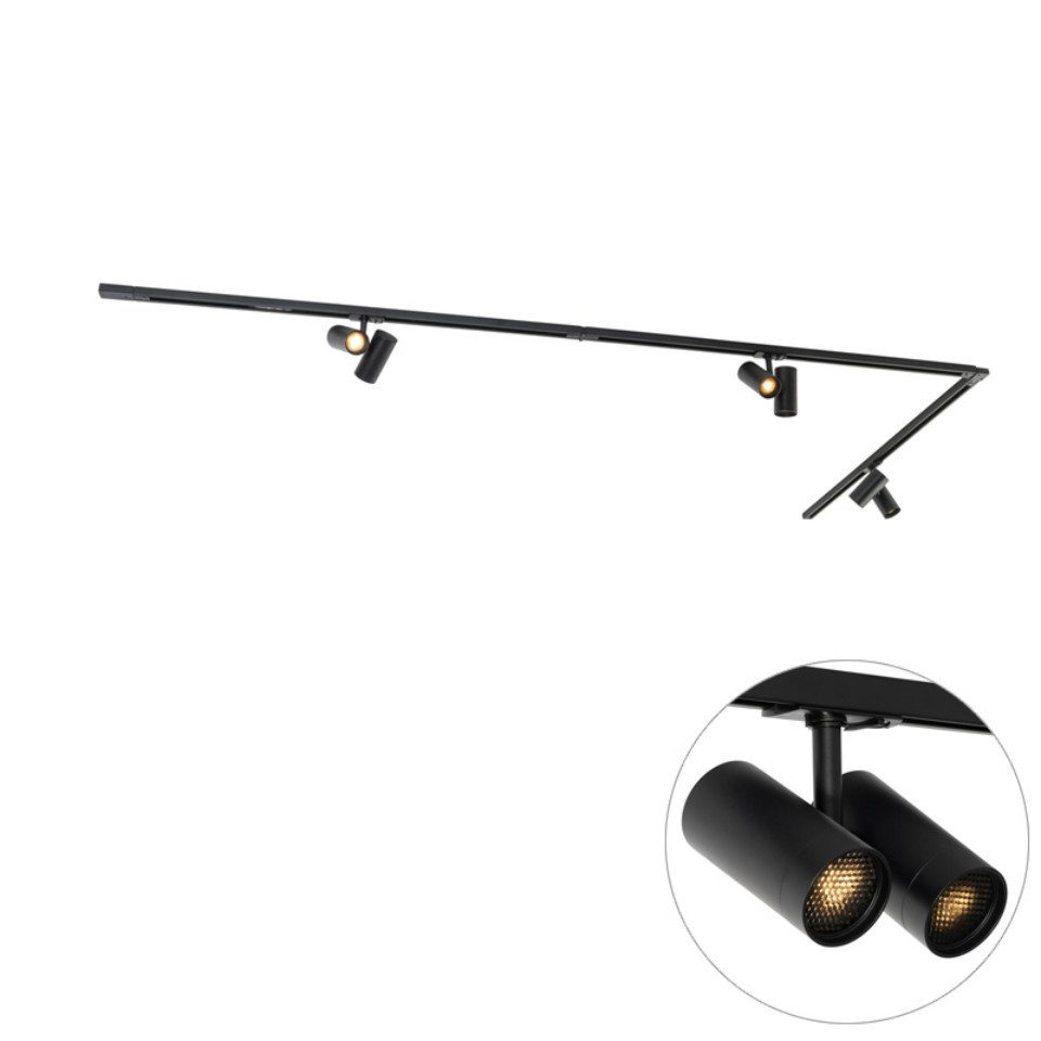 Qazqa Schienensystem-Sets Iconic, ohne Leuchtmittel, GU10, Schwarz, Modern, günstig online kaufen