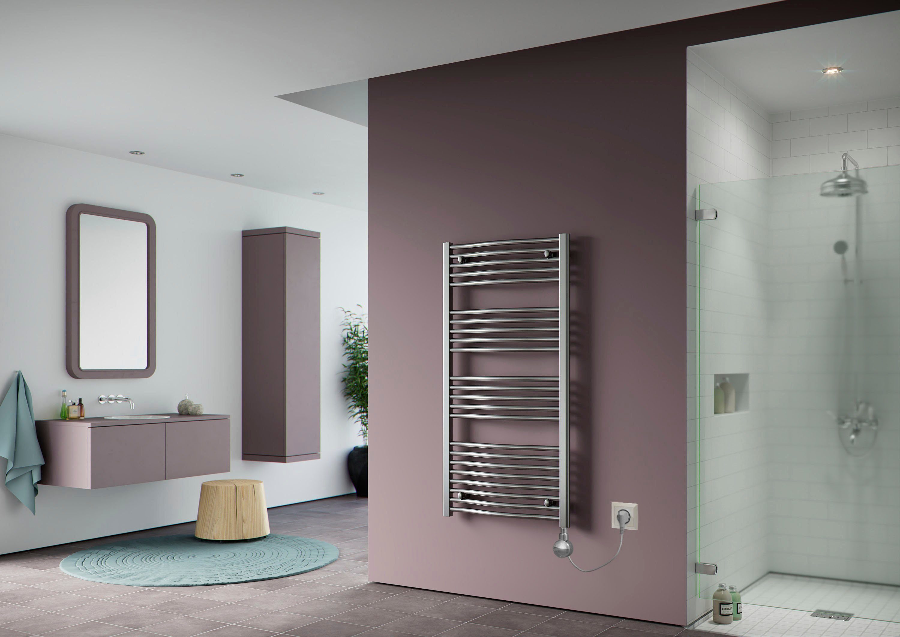 Ximax Elektrischer Badheizkörper C3, 1172 mm x 600 mm, 600 Watt, Heizstab Typ 5, Chrom