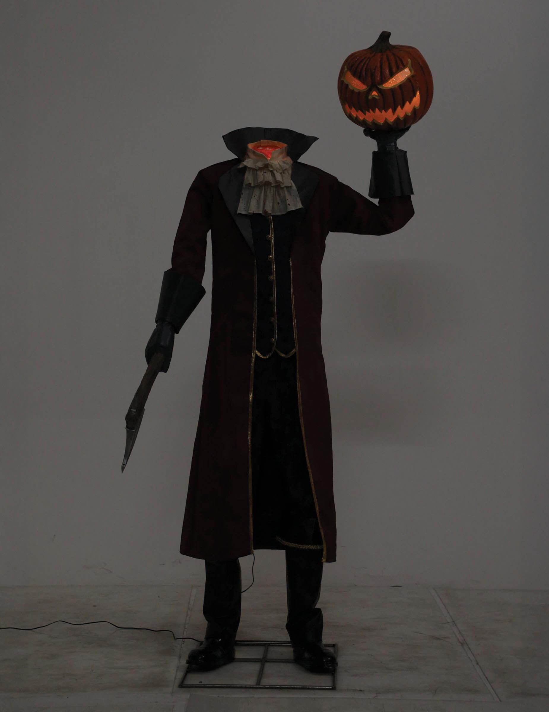 Palmer Kostüm Animatronic Kopfloser Reiter mit Kürbis Deko 2,15 m schwarz rot