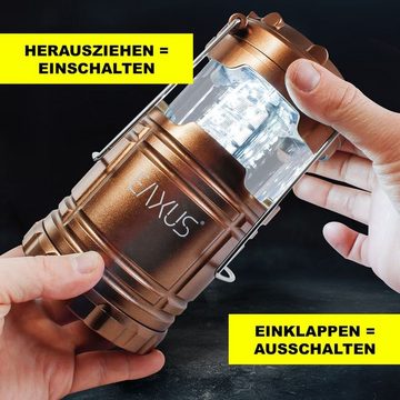 EAXUS Gartenleuchte 30 LED Campinglampe Batteriebetriebene Lampe für In- und Outdoor, LED fest integriert, Ausziehbar