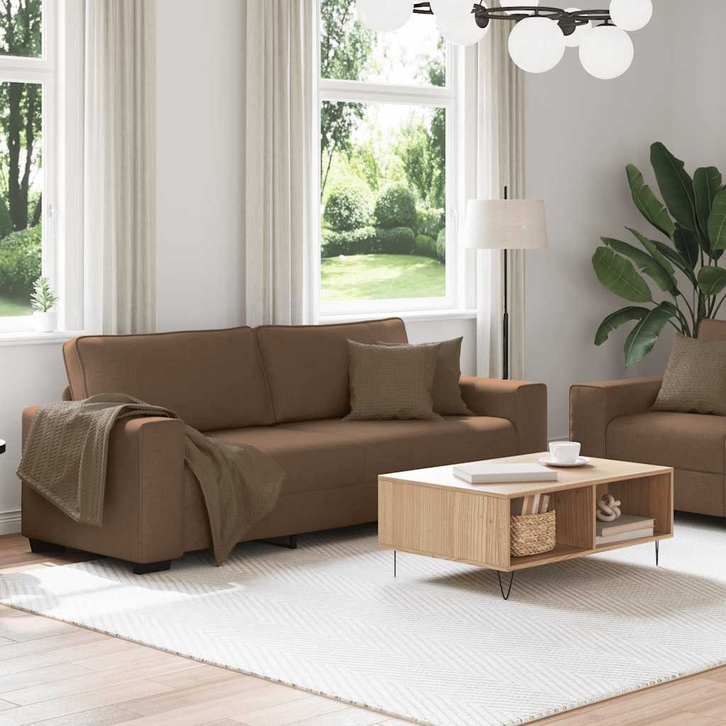 vidaXL Sofa 2-tlg. Sofagarnitur mit Kissen Braun Stoff günstig online kaufen