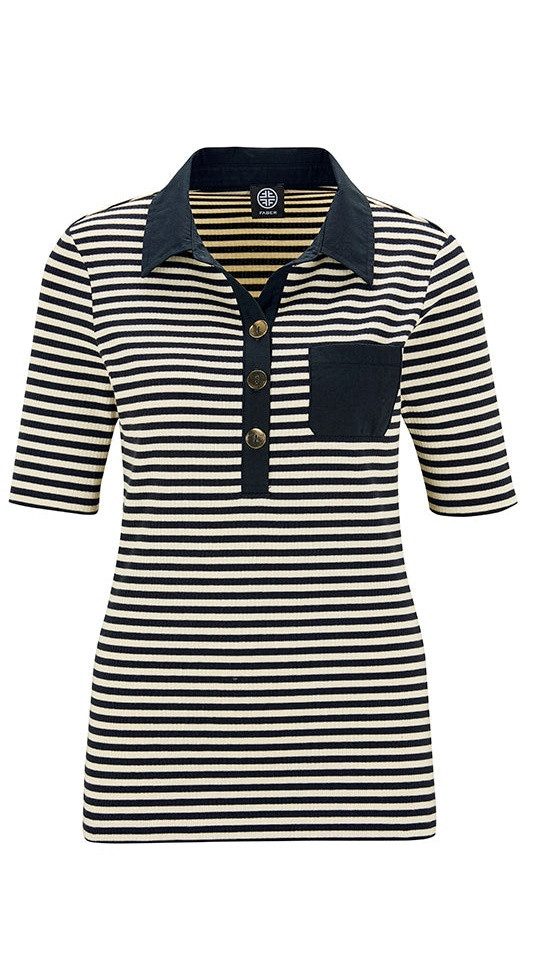 Faber Poloshirt Ringel-Poloshirt in weicher Baumwollstretch-Qualität