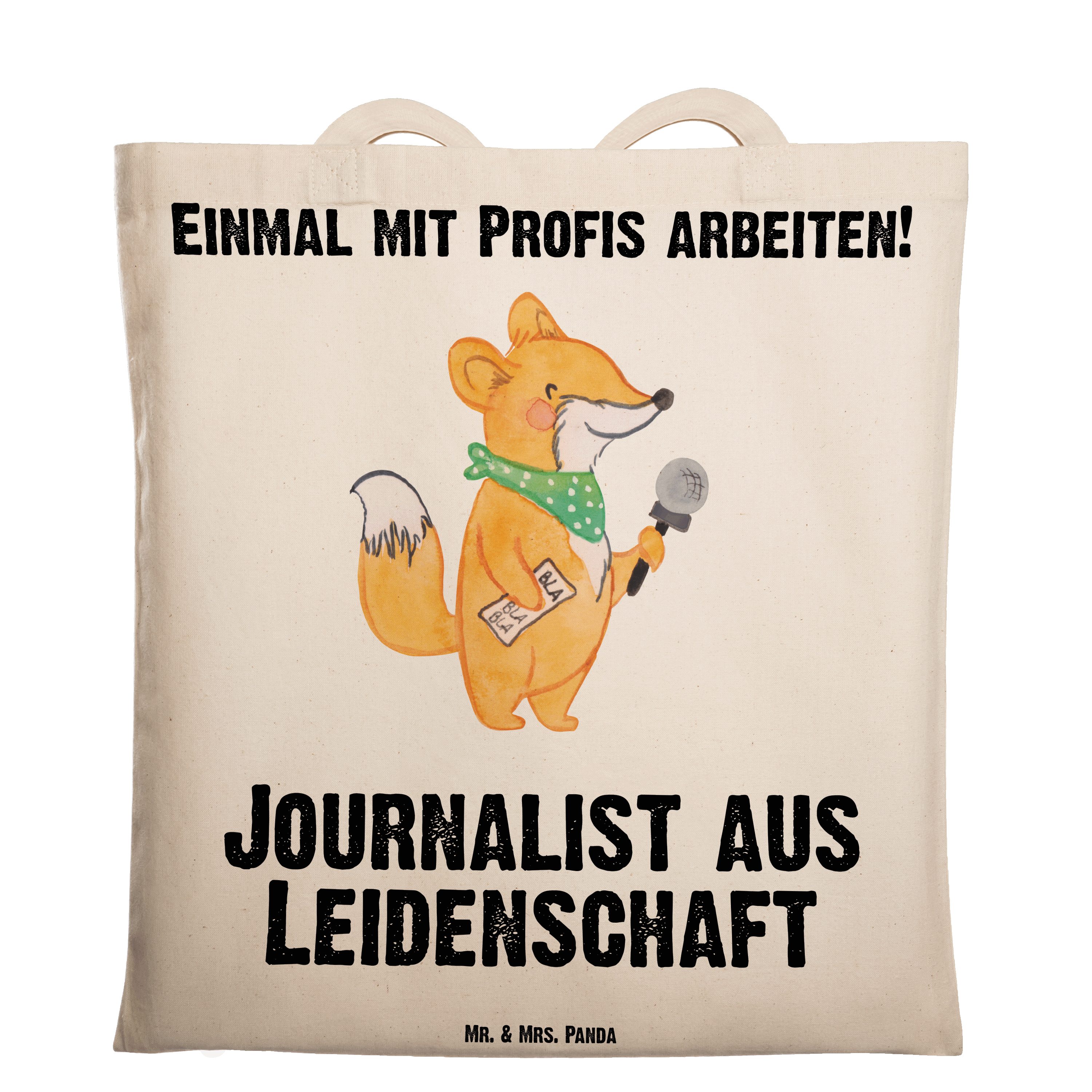 Reporter, - & Geschenk, Journalist aus Press Panda Transparent Leidenschaft Mr. Mrs. (1-tlg) Tragetasche -