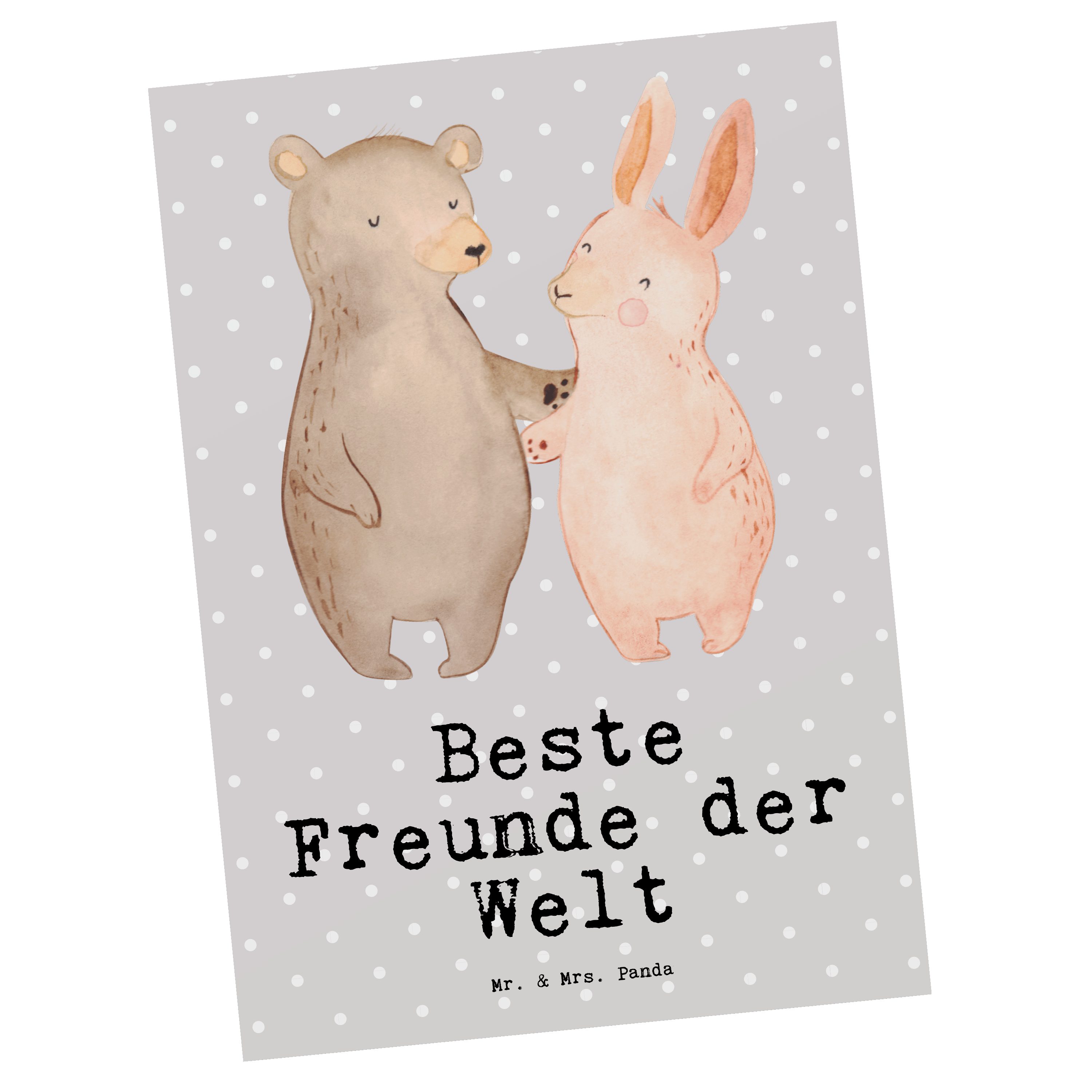Mr. & Hase der Postkarte Freunde Beste - Geschenk, Grau Panda Mrs. friends Pastell - best Welt
