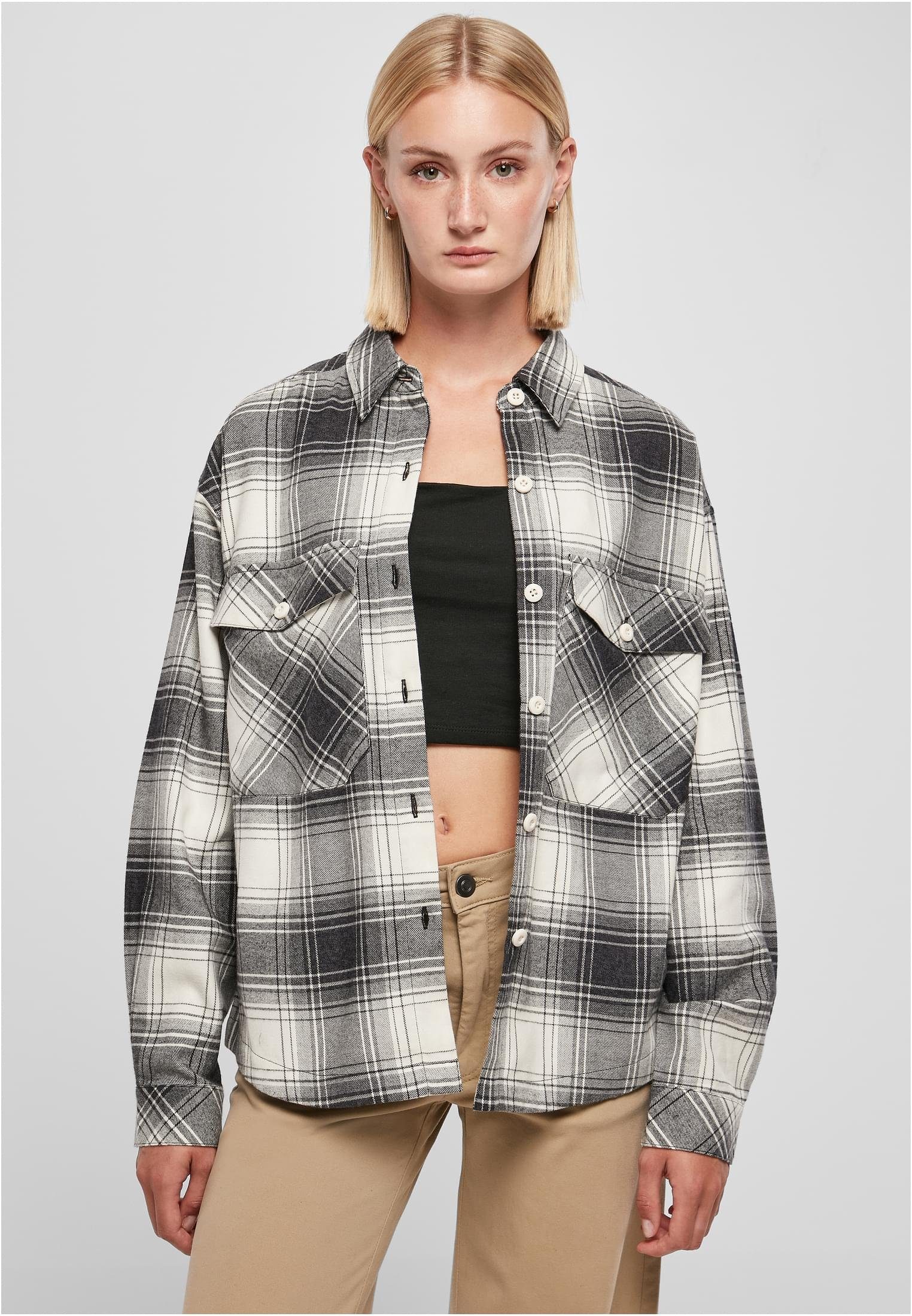 URBAN CLASSICS Klassische Bluse Damen Ladies Oversized Check Shirt,  Perfekte Übergangsjacke oder für kühle Sommerabende | Blusen