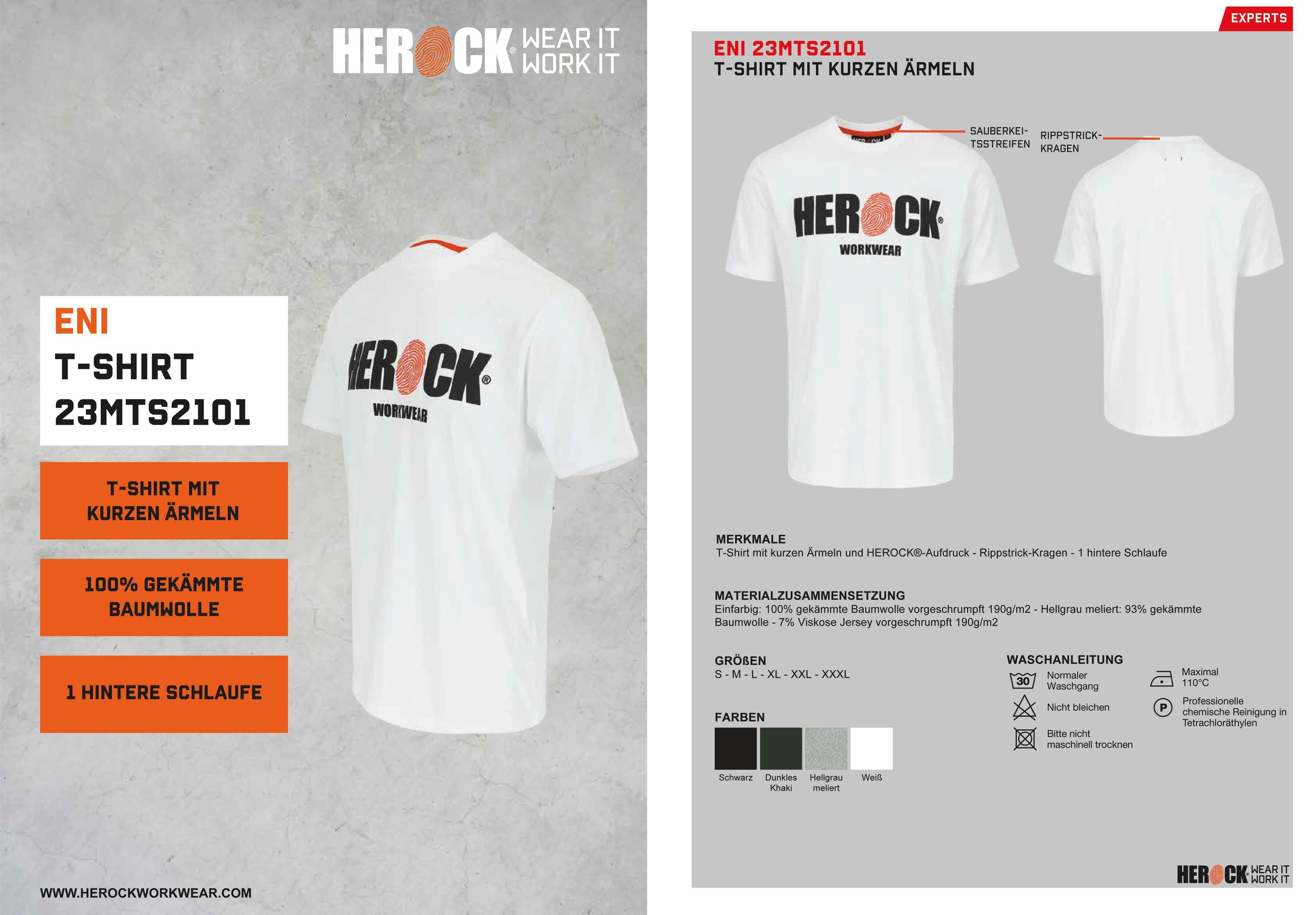 Herock T-Shirt ENI Baumwolle, Herock®-Aufdruck, Rundhals, mit Tragegefühl weiß angenehmes