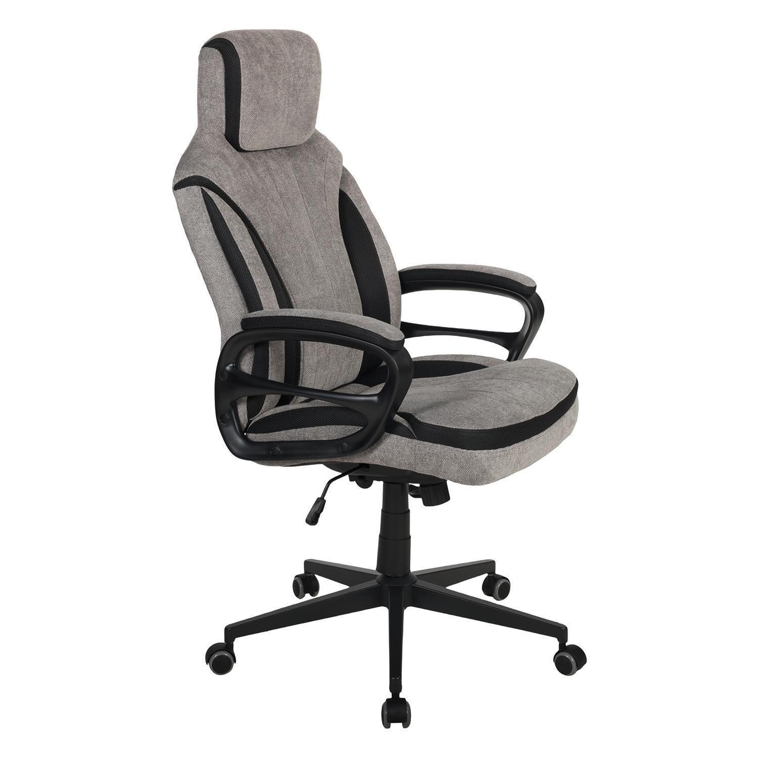 Duo Collection Chefsessel SANDRO, Grau, Schwarz, Netzstoff, Webstoff, Höhenverstellbar, Wippmechanik, B 66 x H 117 x T 66 cm