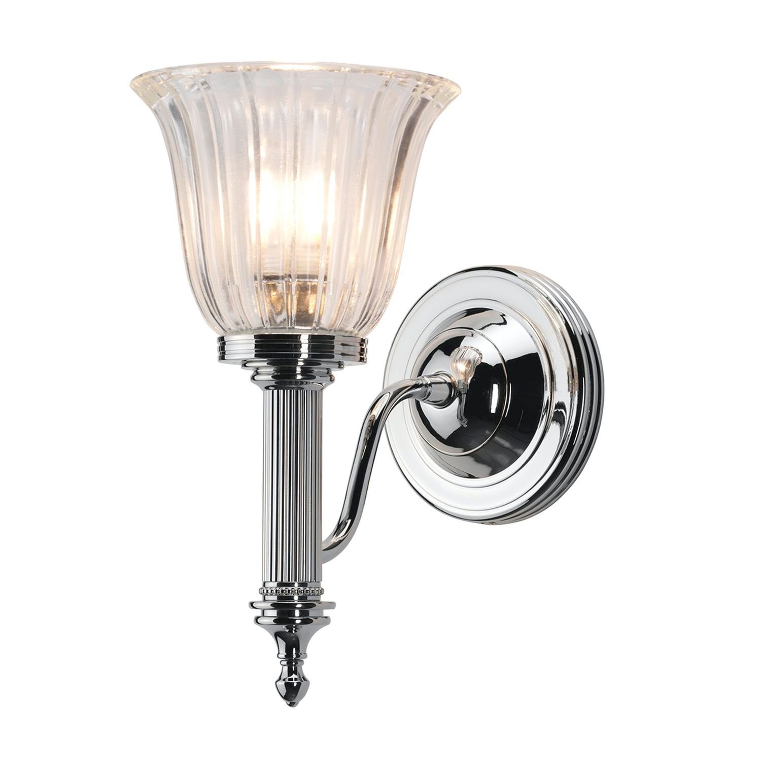 Licht-Erlebnisse Wandleuchte CARYL, LED wechselbar, Warmweiß, Wandlampe IP44 G9 3000 K 320 lm Glas Echt-Messing Jugendstil