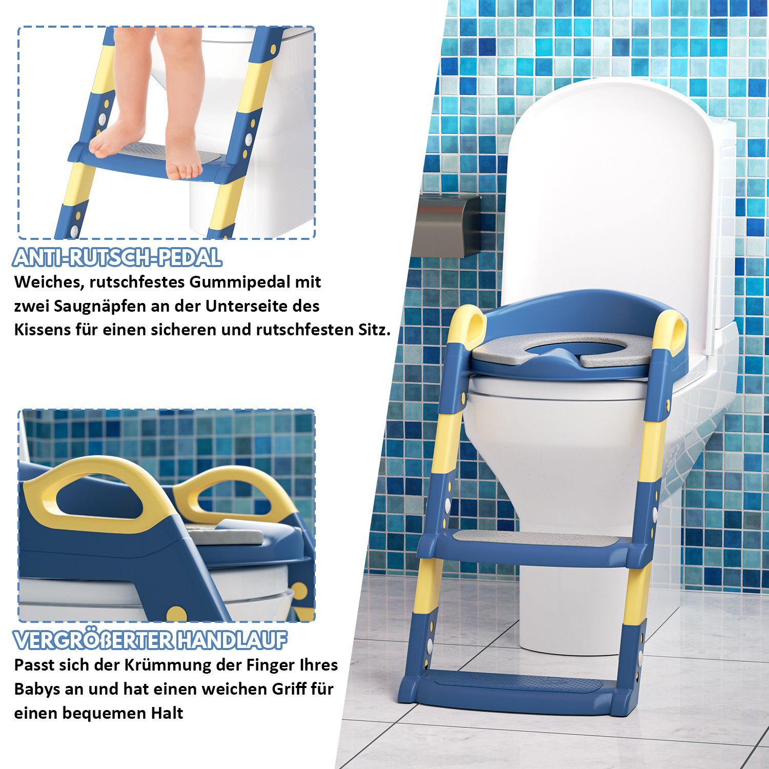 mit für WC Kleinkinder Töpfchen Blau Treppe Toilettensitz TolleTour Toilettentrainer Baby