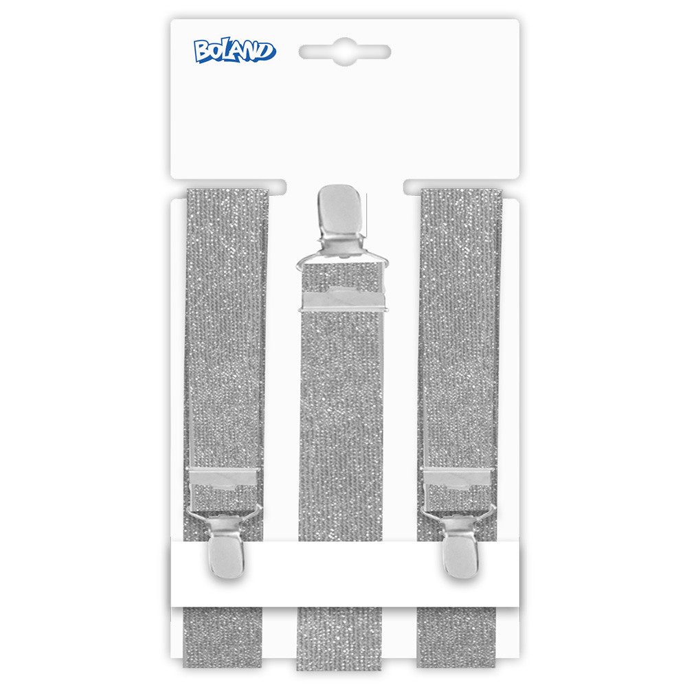 Boland Kostüm Hosenträger Silber Basic Y-Form verstellbar für Unisex Karneval Party, versttellbar