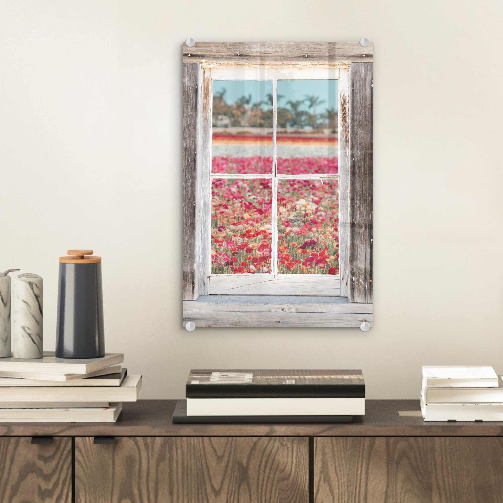MuchoWow Acrylglasbild Durchsichtig Foto Blumen Wanddekoration - St), - Glas (1 - Glas Bilder auf Farben, auf Wandbild - Glasbilder 
