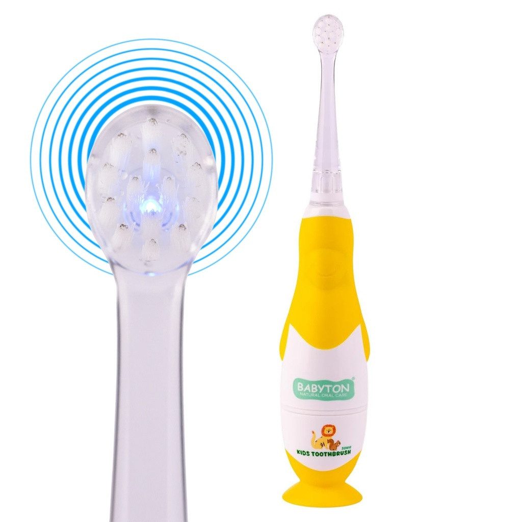 Babyton Lernzahnbürste Sonic Baby Zahnbürste mit LED & Ersatzkopf, extraweich, BPA-frei (0–3