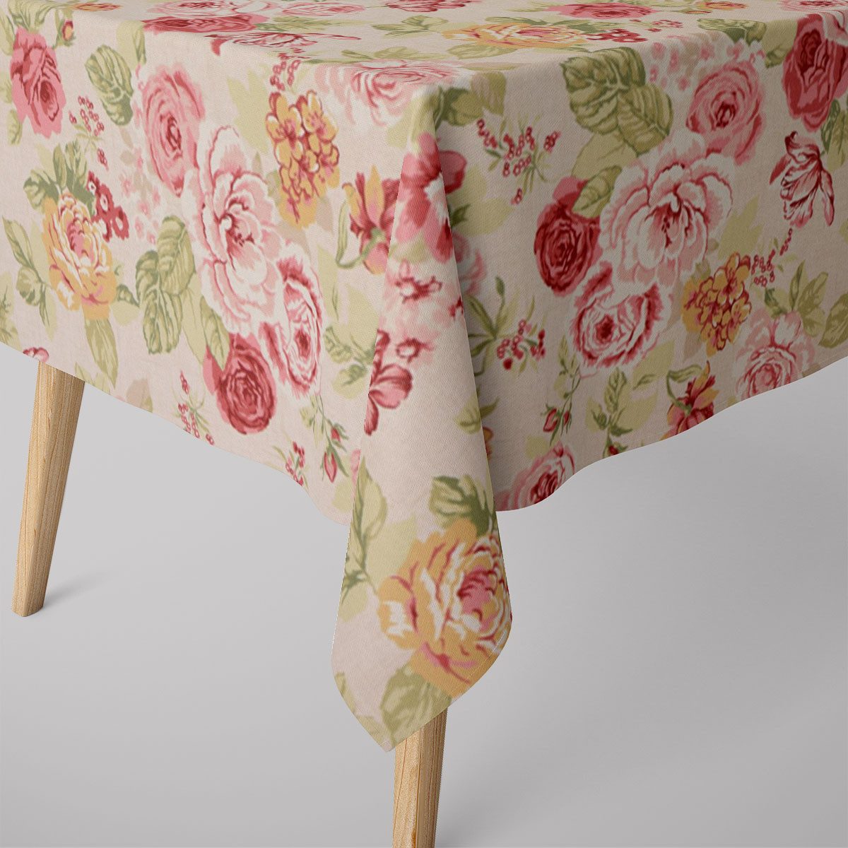 SCHÖNER LEBEN. Tischdecke SCHÖNER LEBEN. Tischdecke Blumen Rosen beige grün günstig online kaufen