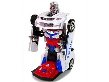 LEAN Toys Spielzeug-Auto Polizeiauto 2in1 Transformers Sounds Lichter Sirene Auto Roboterauto