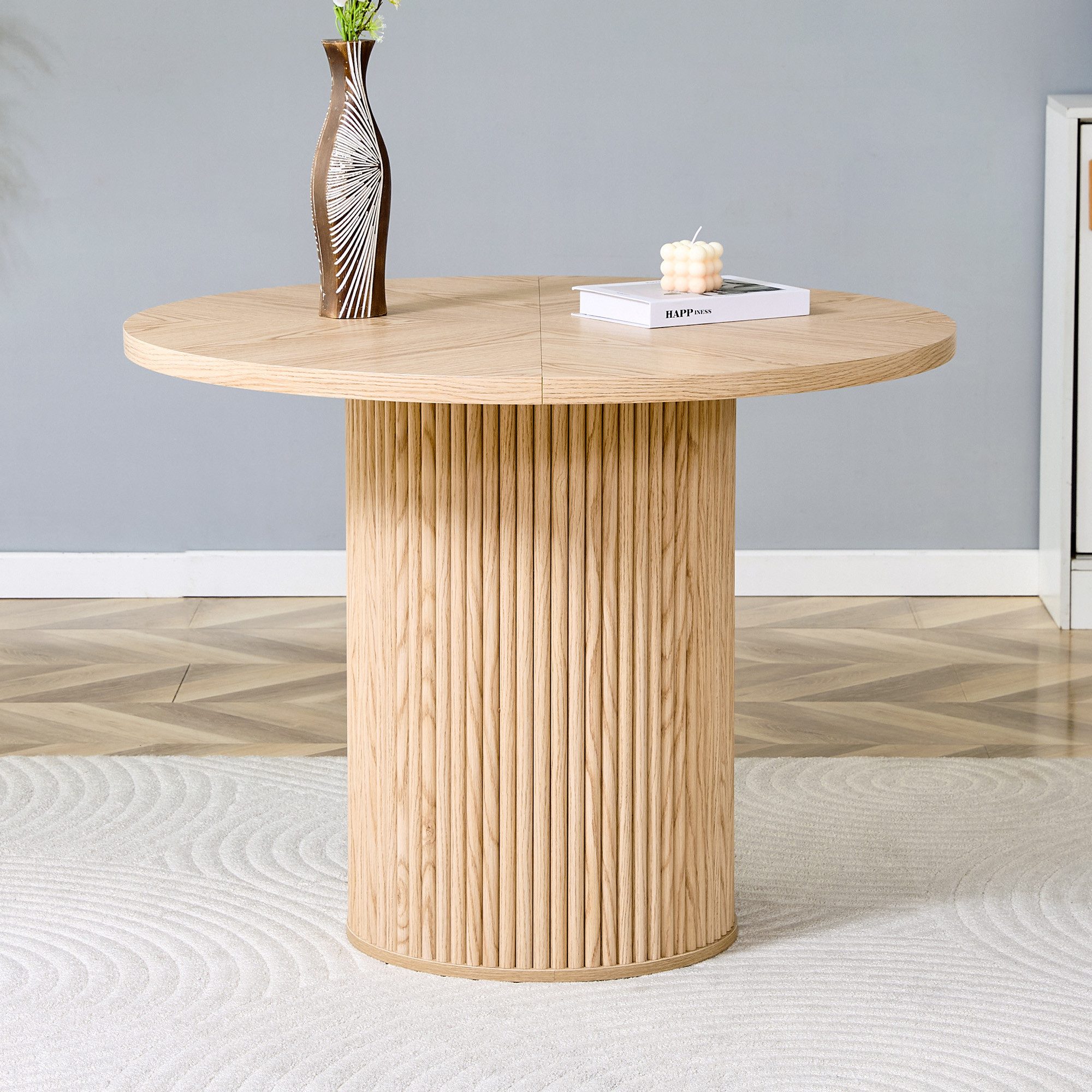 JUFU Esstisch aus MDF, rund ca. 100 cm Ø, Wohnzimmertisch, Couchtisch, Küchentisch (1-St), Modernes Holz-Design für Esszimmer & Küche