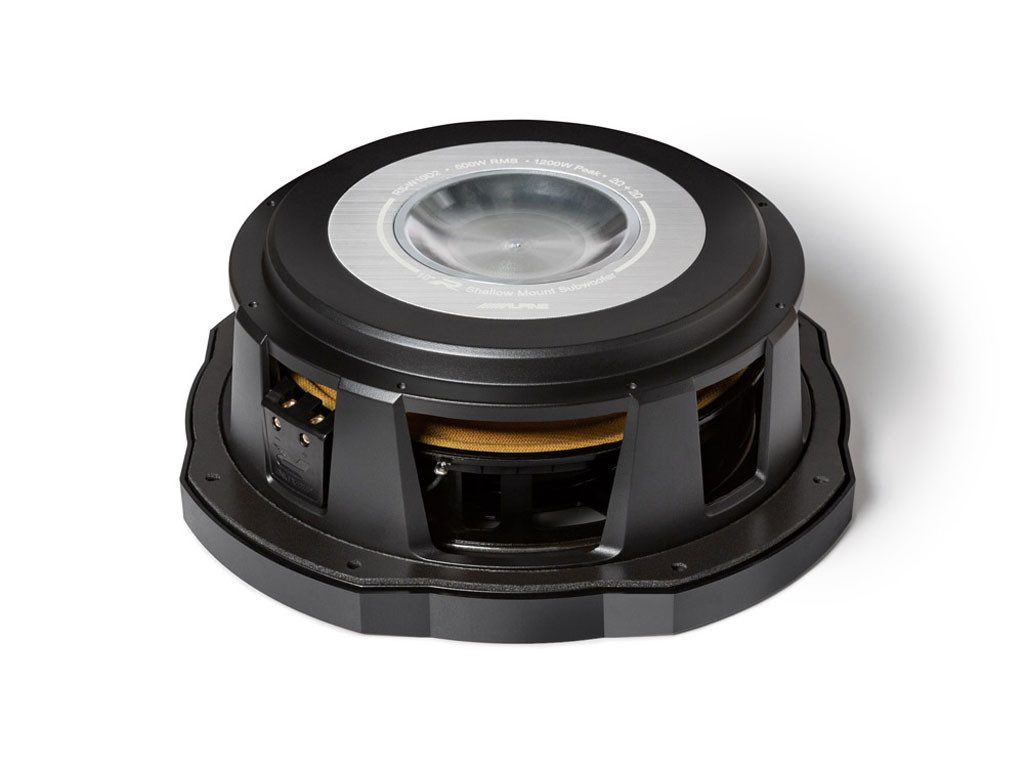 ALPINE RS-W10D4 25cm R-Series Shallow Subwoofer mit 4 Ohm Doppelschwingspule Auto-Subwoofer (600 W, max.: W 25 cm)