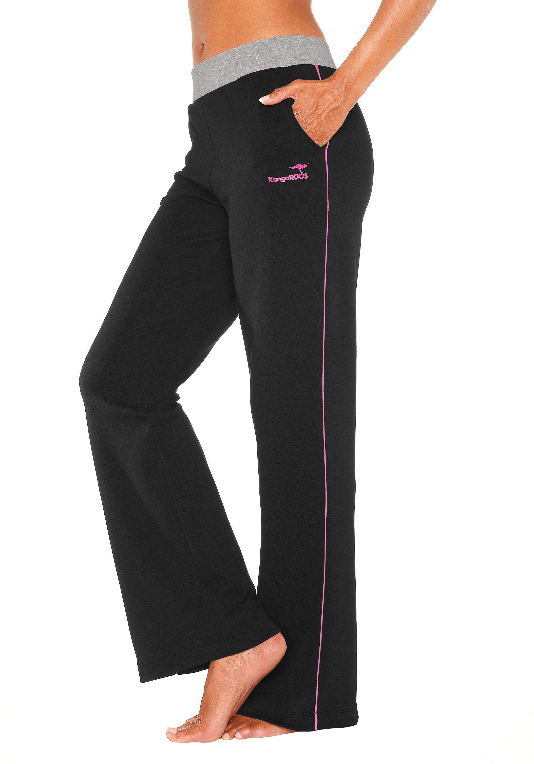 Loungeanzug Bund, mit Loungewear, Relaxhose schwarz-pink-pink breitem KangaROOS