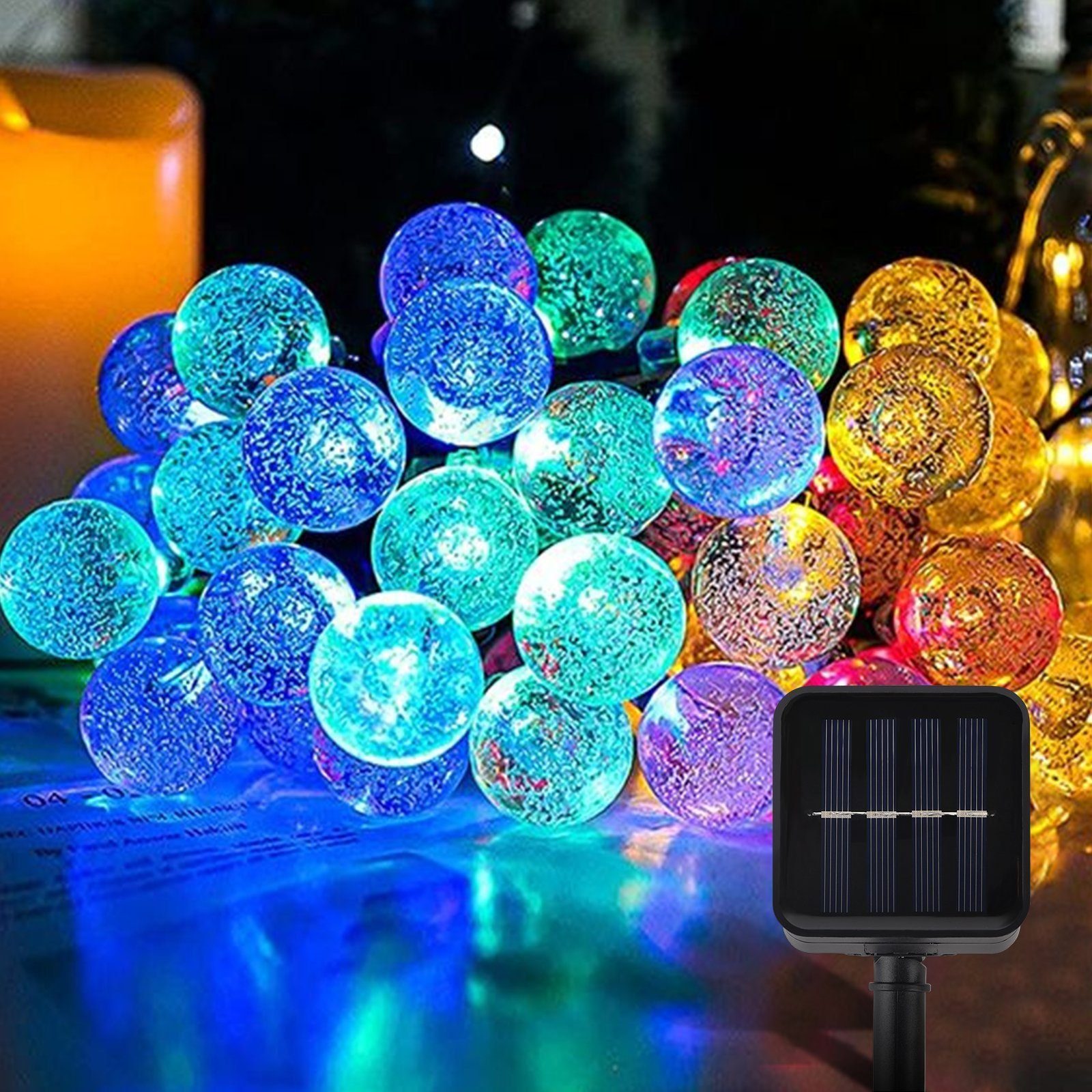 LANOR LED Solarleuchte Solar Lichterkette Aussen, LED Ballonlicht,Lichterketten,7M 50 Lichter, Geeignet für Garten, Baum, Hochzeit, Party bunt