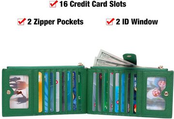 GOIACII Geldbörse (Große Vintage-Geldbörse aus Leder, Damenbrieftasche mit RFID-Schutz), Vielseitige Kreditkartenfächern, Ausweisfenstern,Reißverschlusstaschen