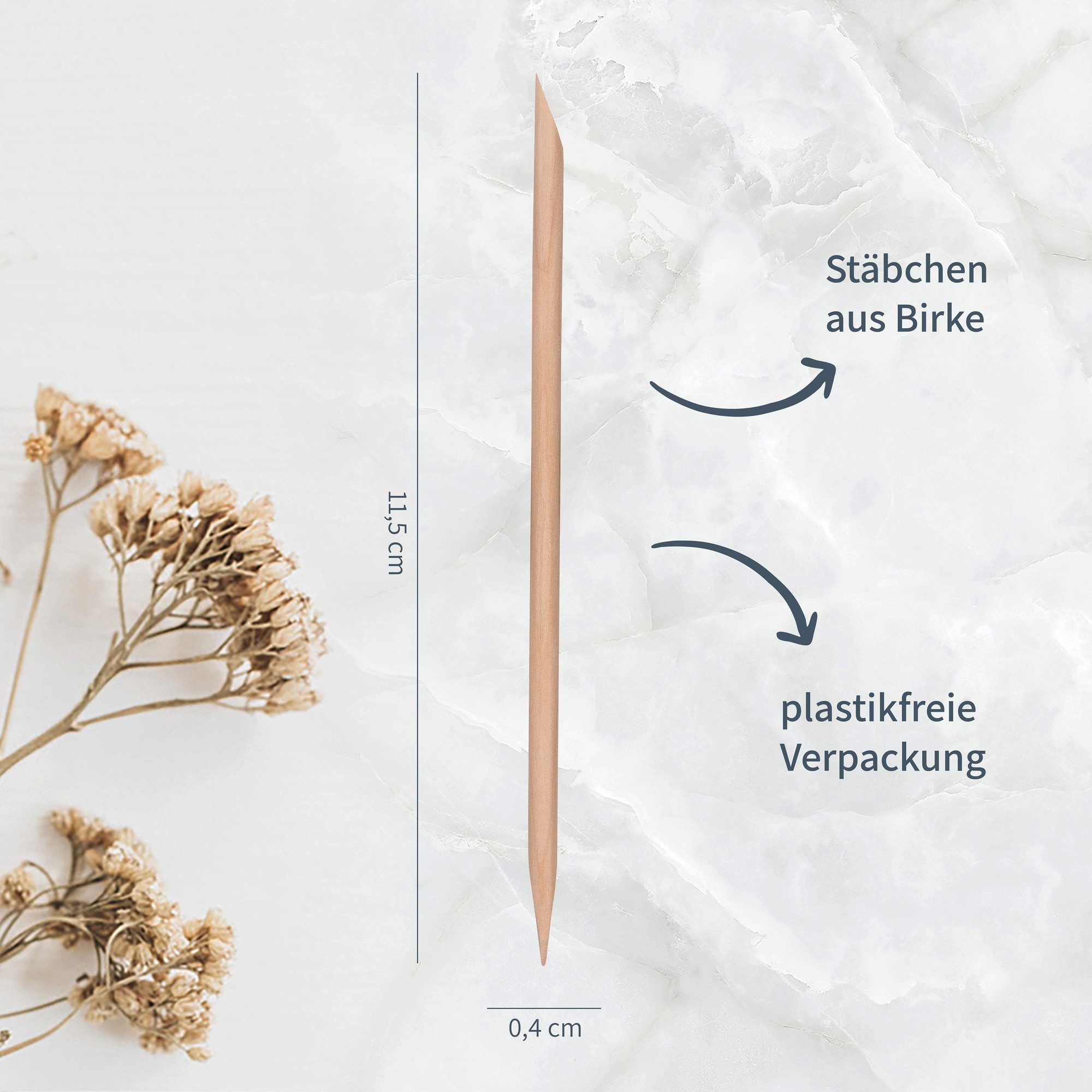 Niyok Nagelhautstäbchen doppelseitig, Nagelhaut Remover zur Nagelpflege, aus Birkenholz, nachhaltig & plastikfrei