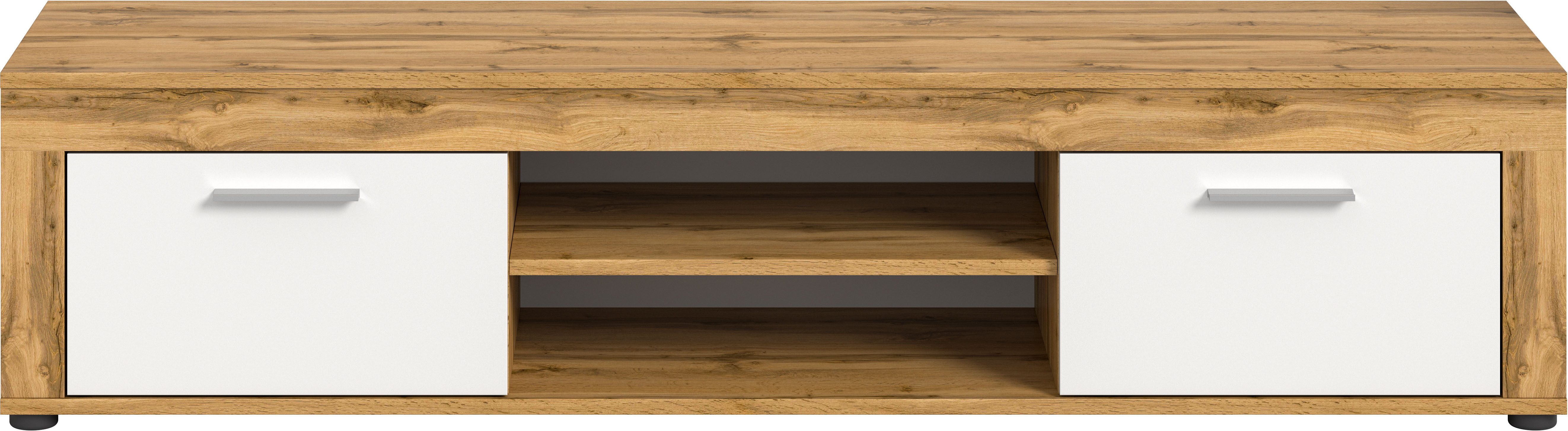 Home affaire Lowboard AOSTA, TOPSELLER!, Breite 160 cm, 2 Klappen, 2 offene Fächer (in verschiedenen Farbausführungen, individuell kombinierbar), TV-Board, Mediaboard, TV-Möbel, TV-Lowboard, Fernsehschrank, Sideboard