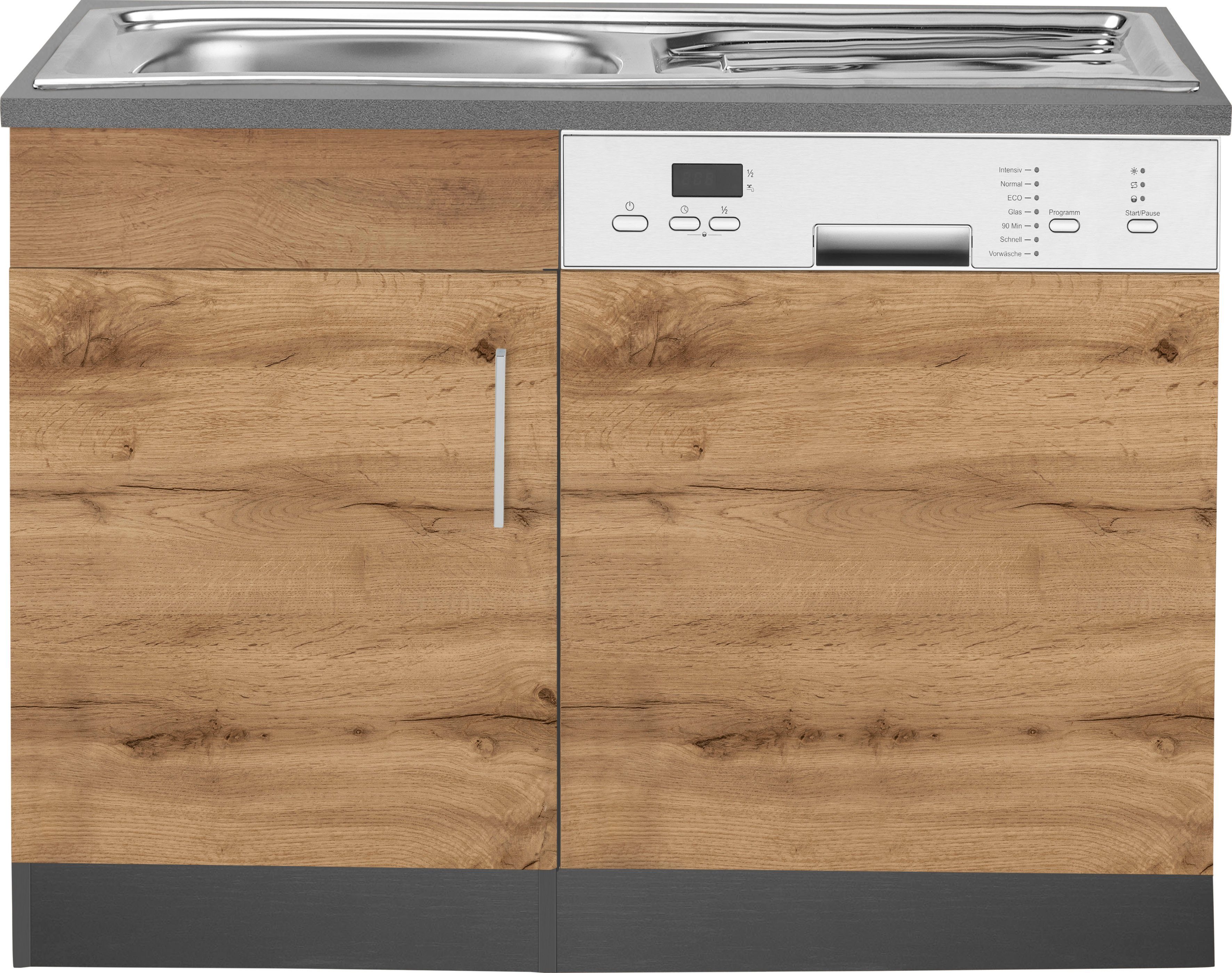 KOCHSTATION Spülenschrank KS-Colmar 110 cm, Front und Sockelblende für teilintegrierten Geschirrspüler – Bild 2 von 5