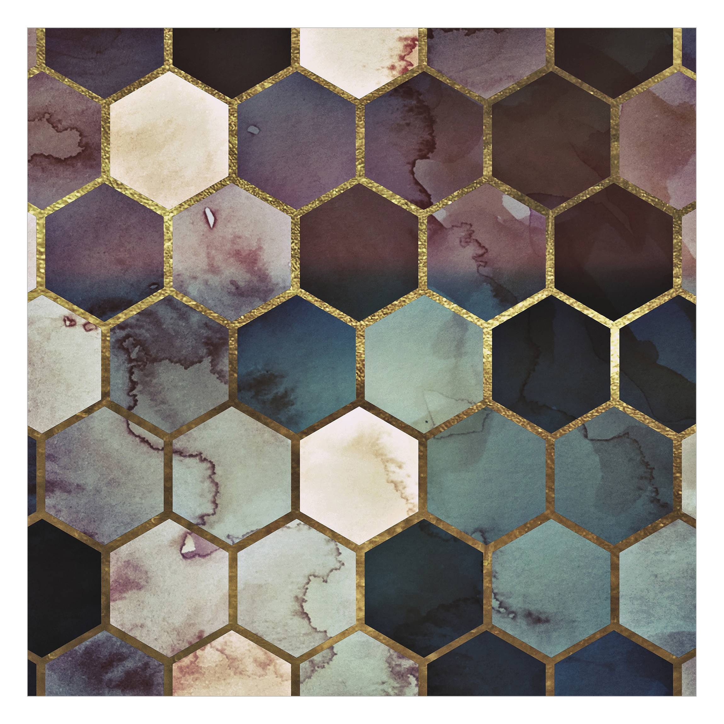 Bilderdepot24 Mustertapete Geometrische Muster Hexagon Aquarell Muster 3D-O günstig online kaufen