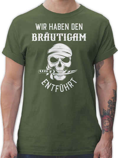 Shirtracer T-Shirt Wir haben den Bräutigam entführt Piratenkopf weiß JGA Männer