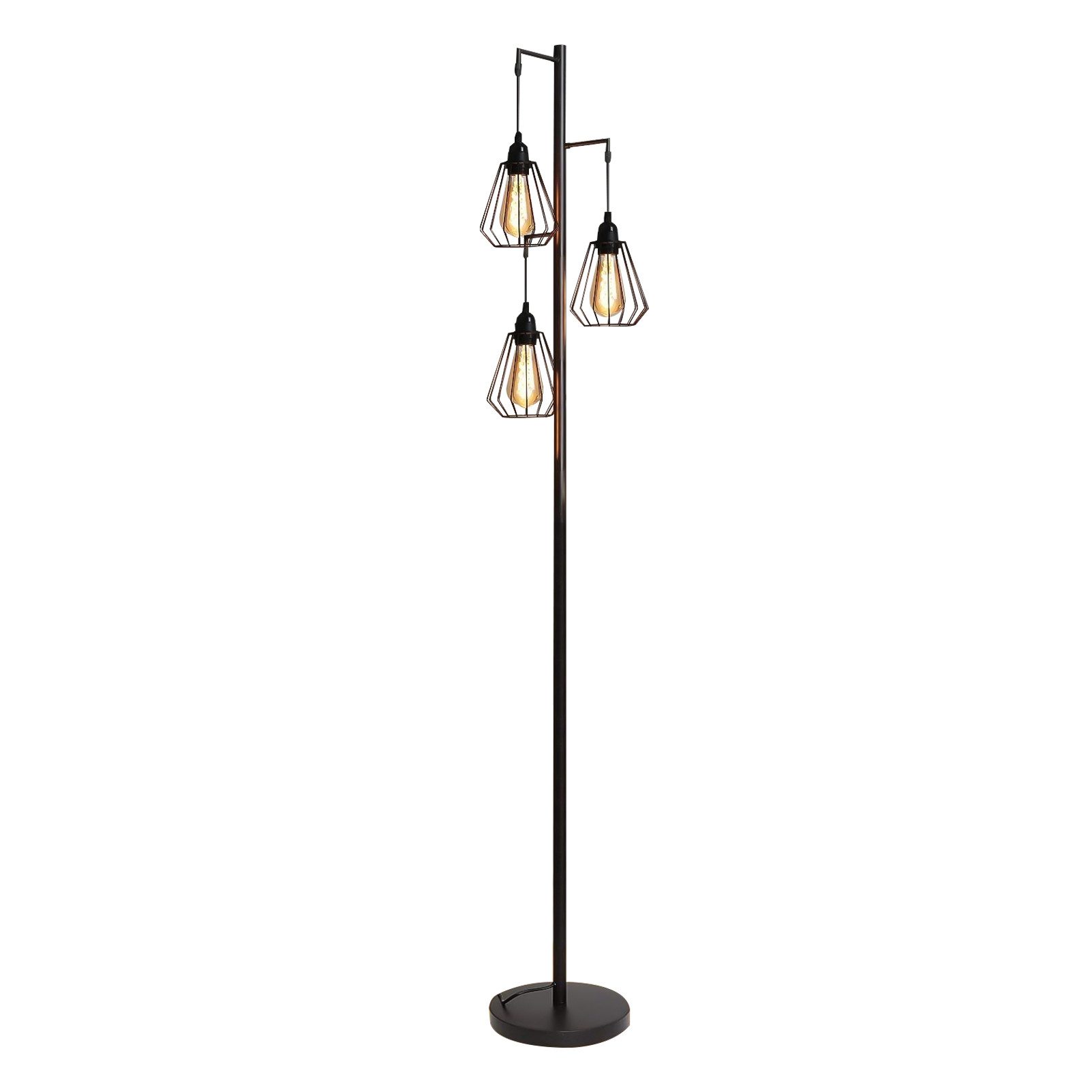 LED Stehlampe Wohnzimmer Stehleuchte Schwarz Vintage E27 Industrial 163CM Metall