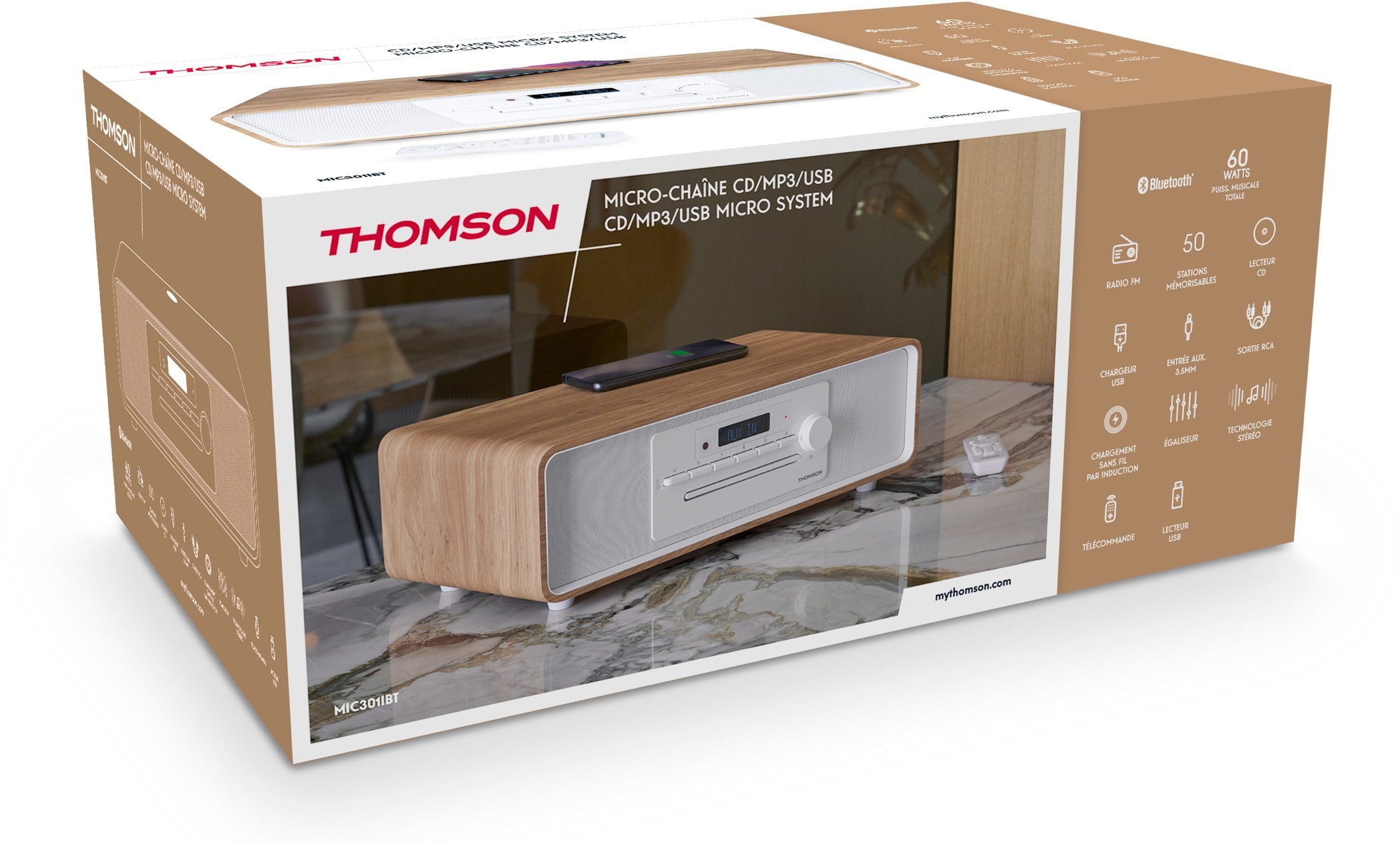 Thomson Bluetooth Kompaktanlage Induktion MIC301IBT USB Radio weiß TH388664 Kompaktanlage