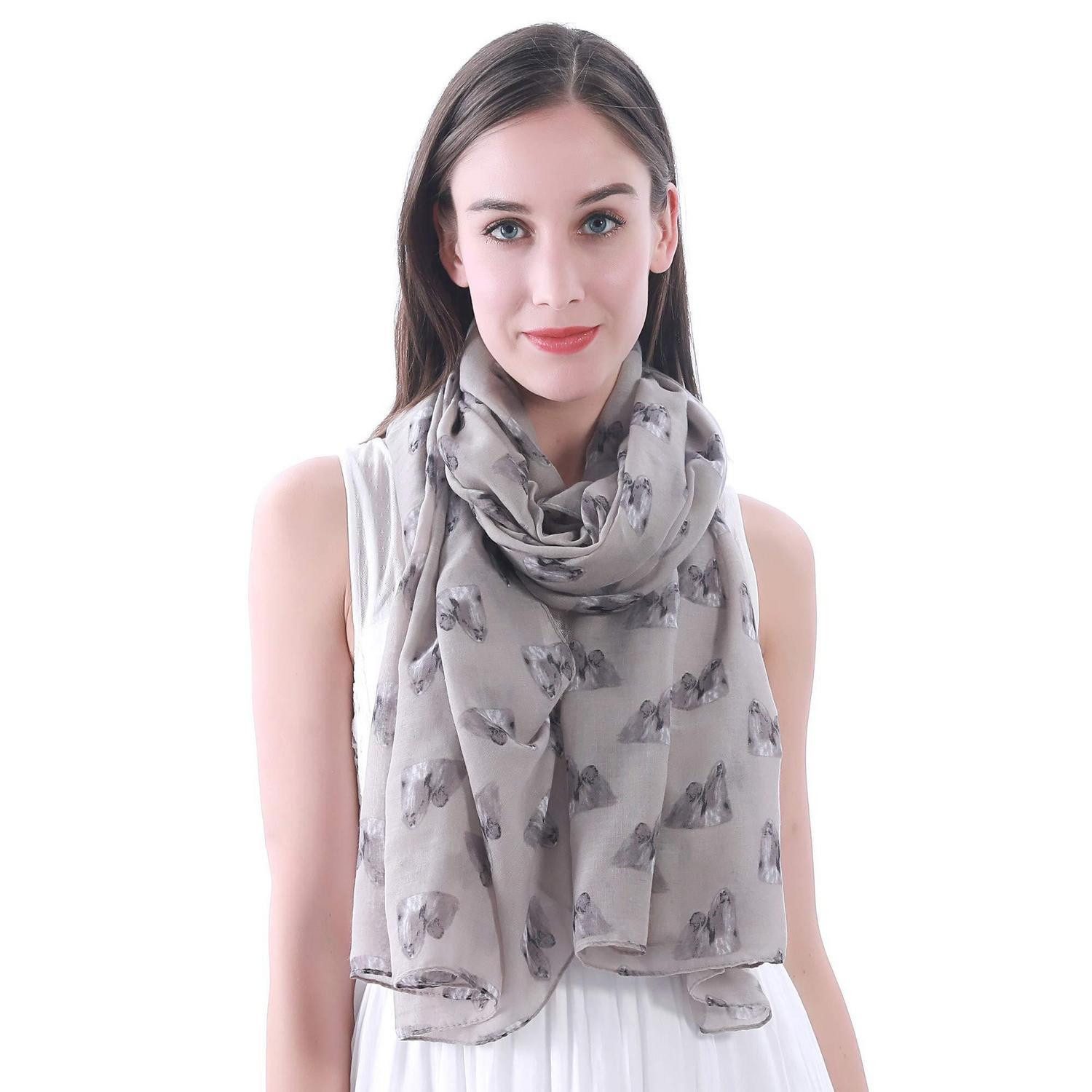 LuxusKollektion Modeschal Damen Schal Hundemotiv Khaki, (1-St)