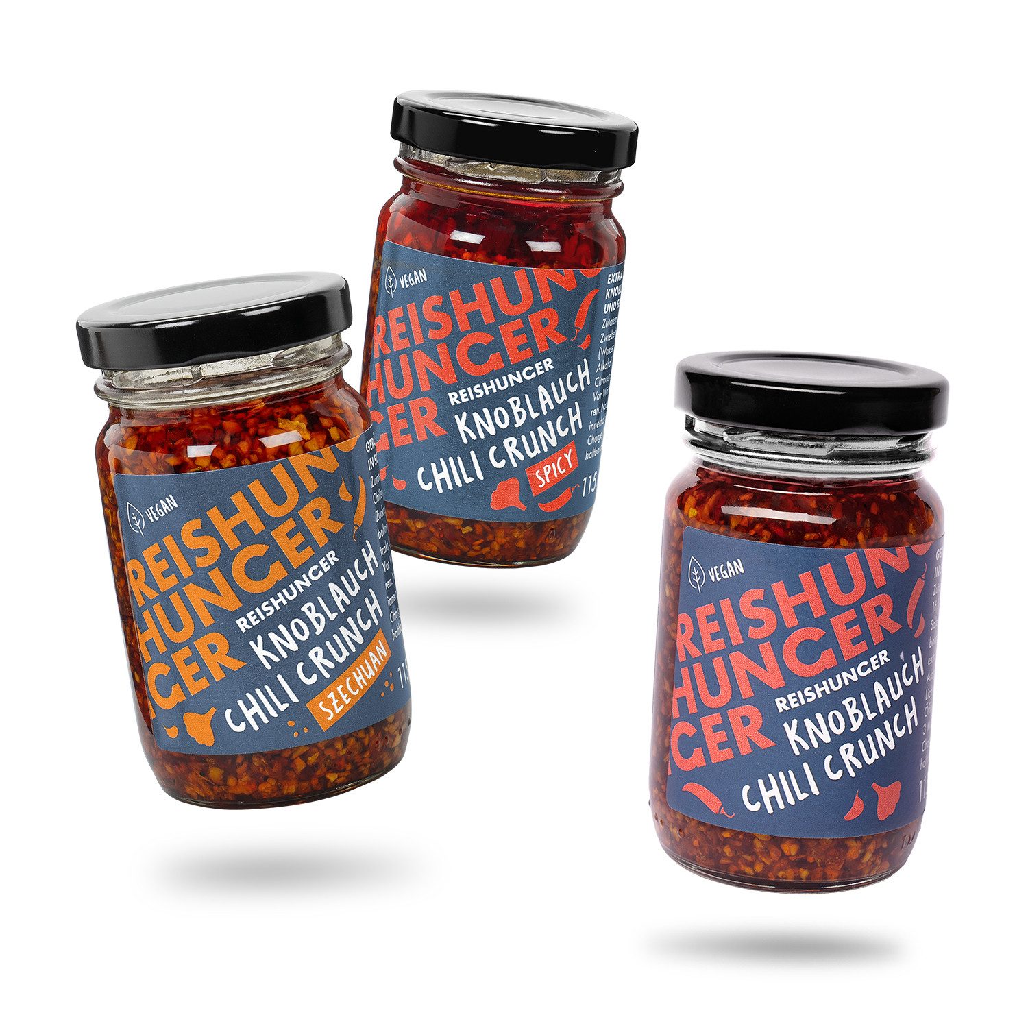 Reishunger Gewürzpaste Knoblauch Chili Crunch, 3 x 115 g