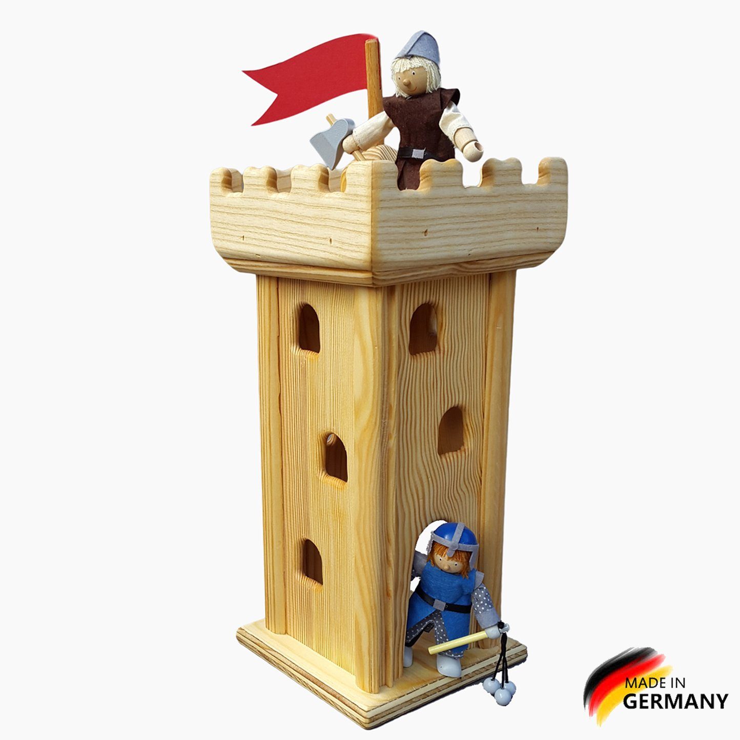 Madera Spielzeuge Spiel-Gebäude Ritterburg Turm (packung, set), Made in Germany Größe 16 x 16 x42